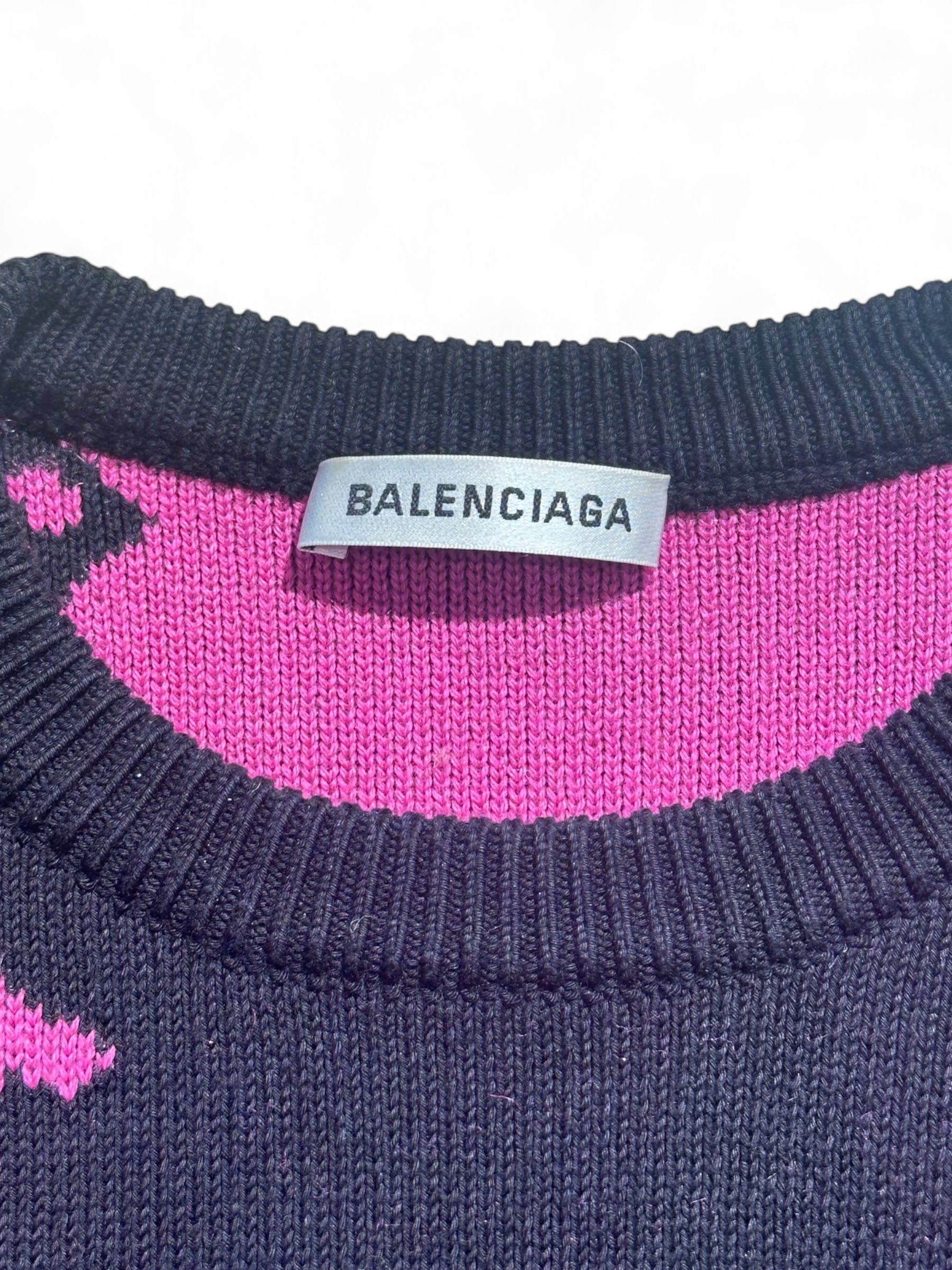 Balenciaga - Pull logo Balenciaga noir et rose T34