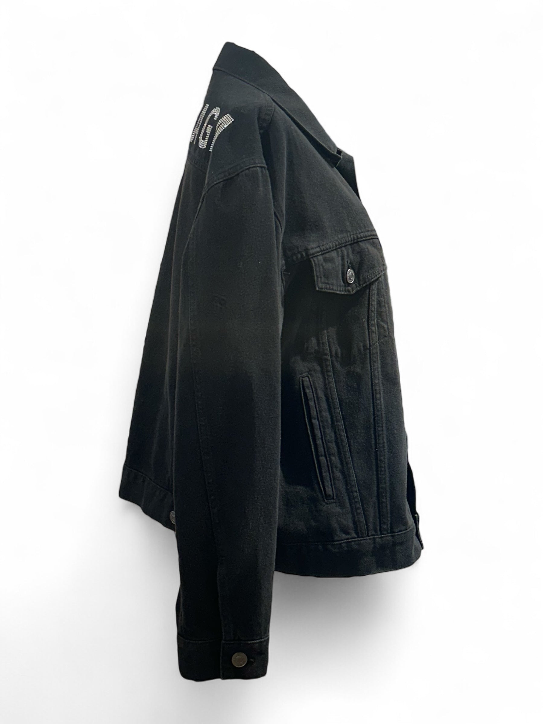 Balenciaga - Veste en jean noir à paillettes T34