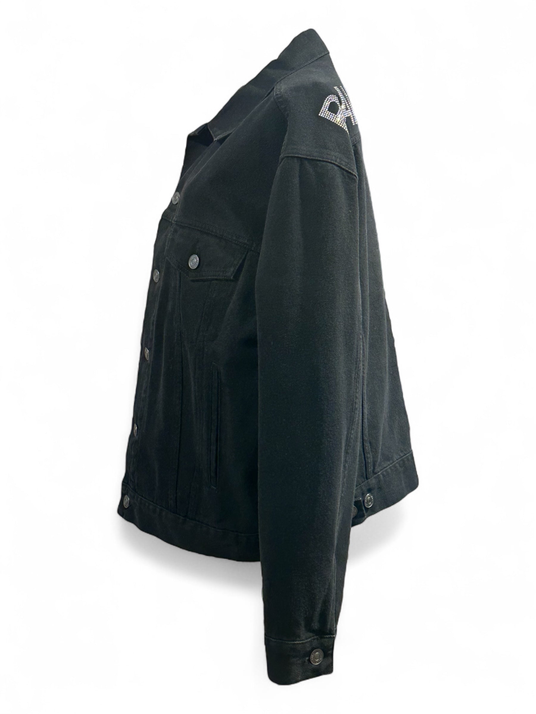 Balenciaga - Veste en jean noir à paillettes T34
