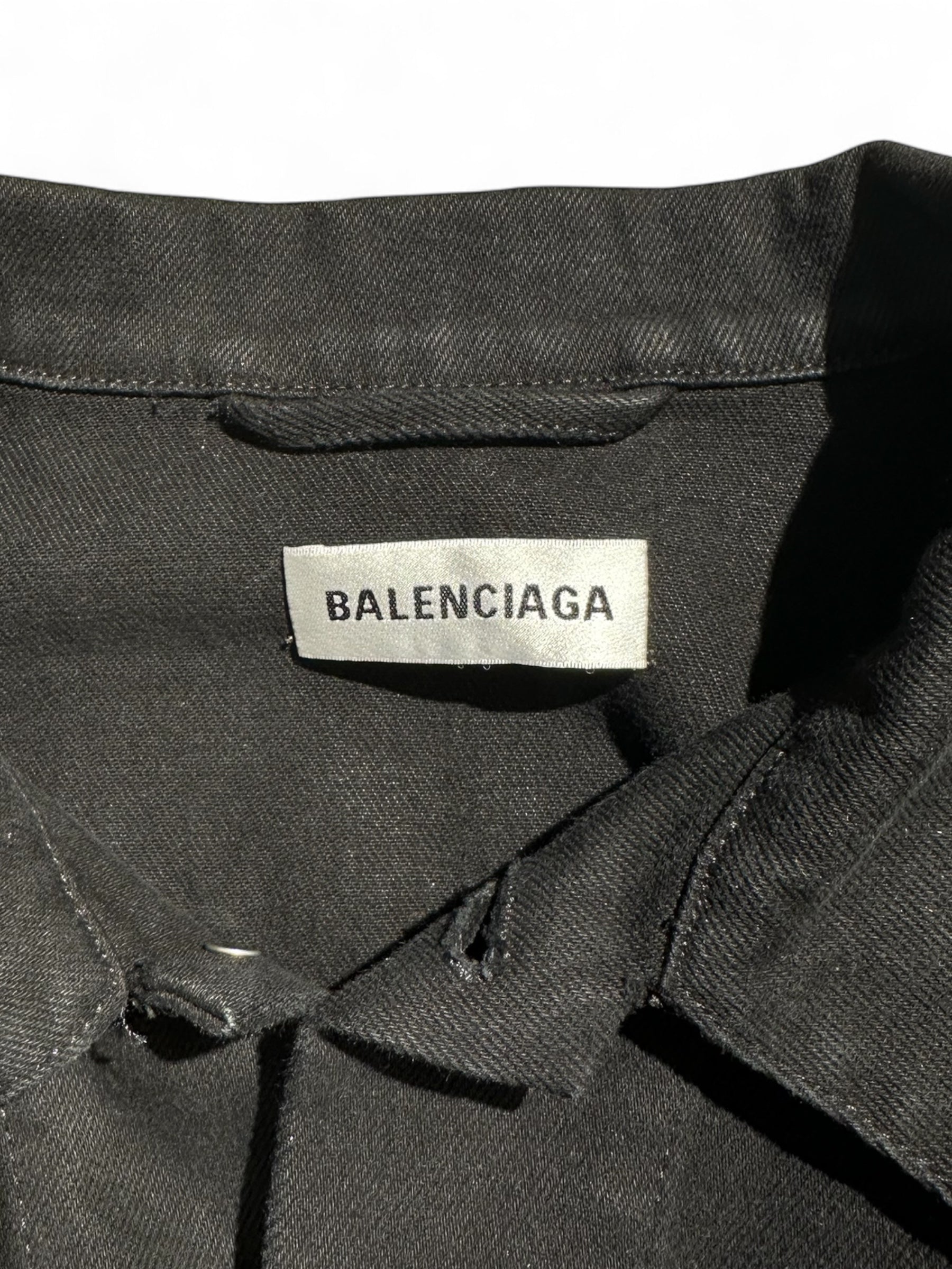 Balenciaga - Veste en jean noir à paillettes T34