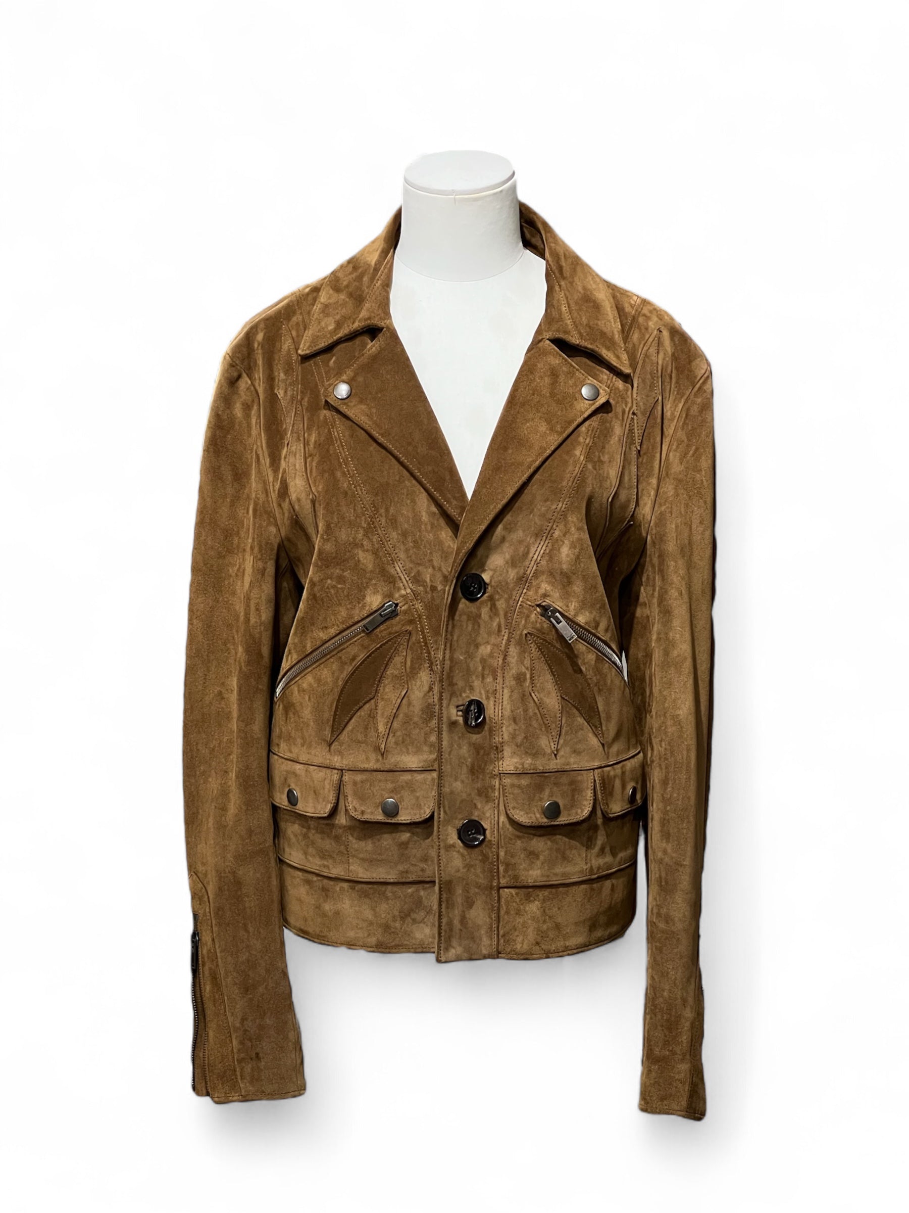Saint Laurent - Blouson en daim marron T.46