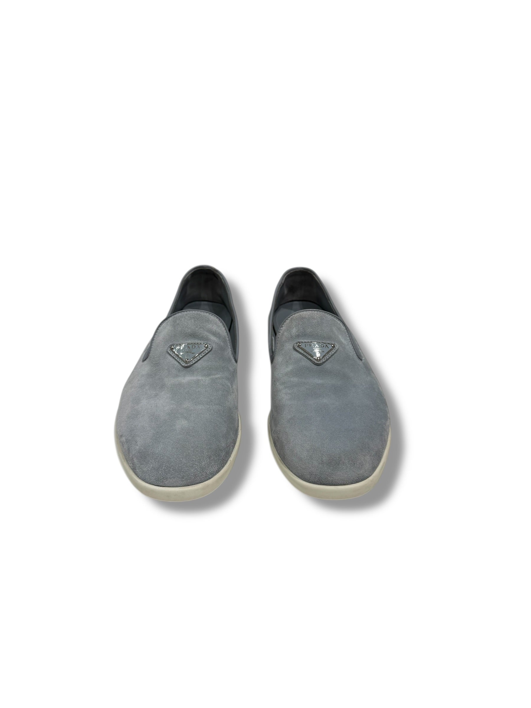Prada Mocassins Loafers Daim Bleu Astral | Les Folies d’Eugénie
