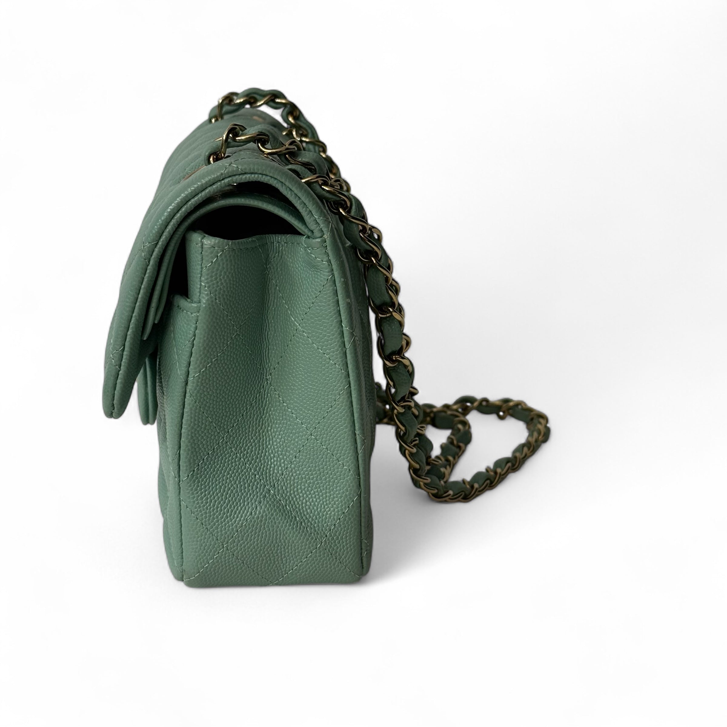 Chanel - Sac Timeless cuir caviar vert d’eau