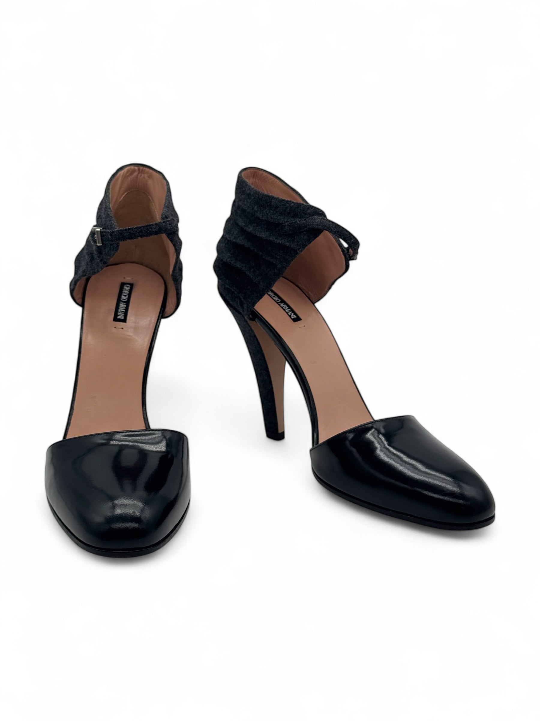 Giorgio Armani - Absatzschuhe mit Riemen in Grau und Schwarz Gr. 38,5