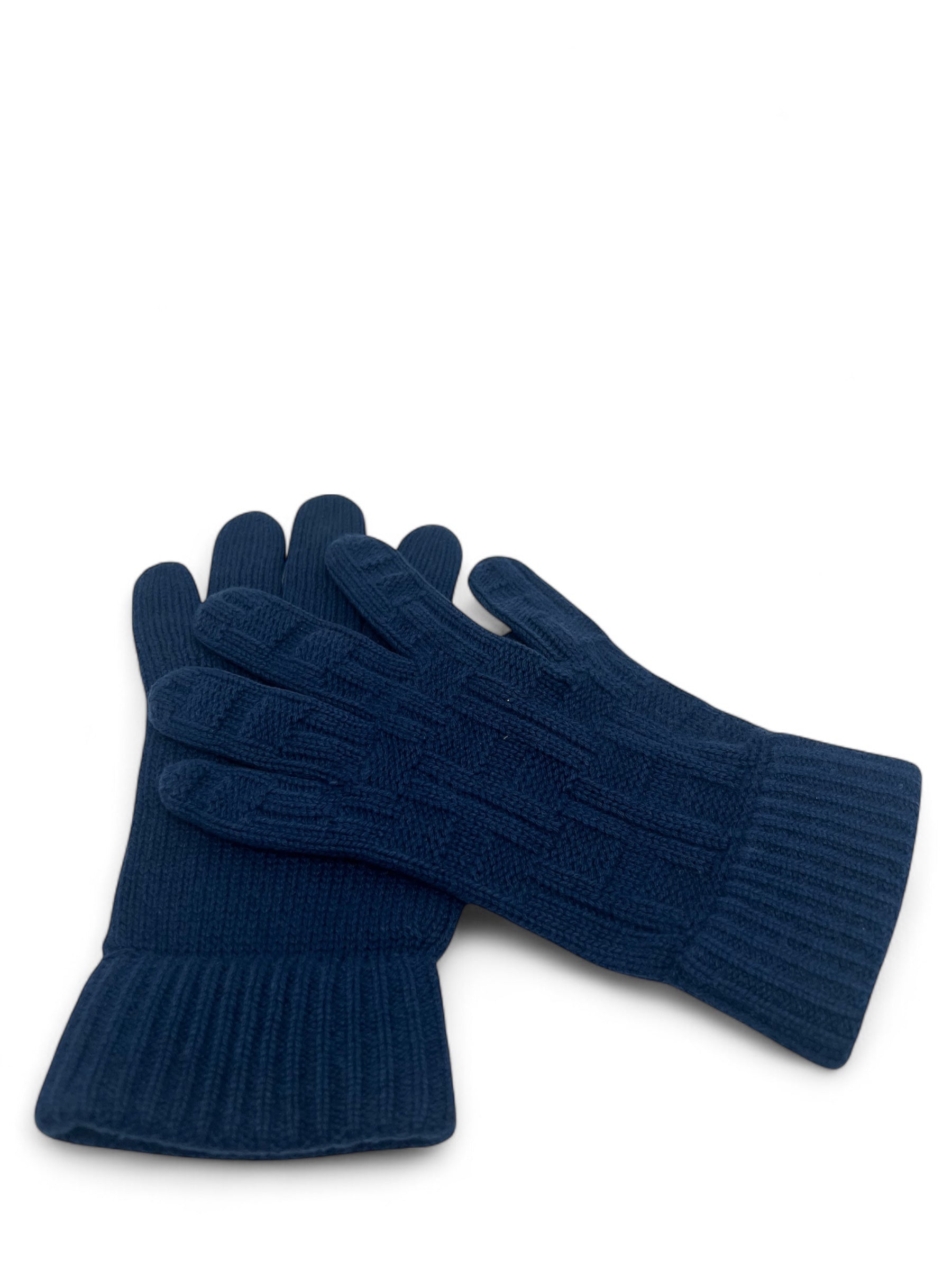 Hermès - Guanti blu navy in cashmere TS da uomo