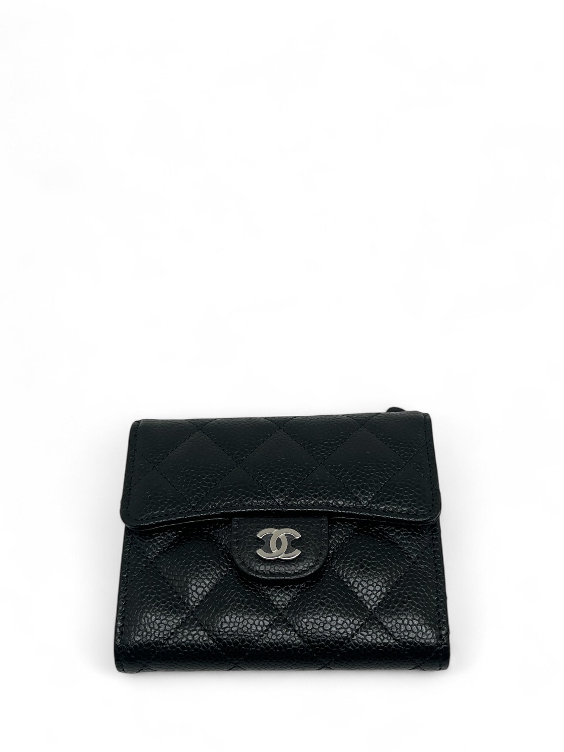 Chanel - Kartenetui aus schwarzem Leder