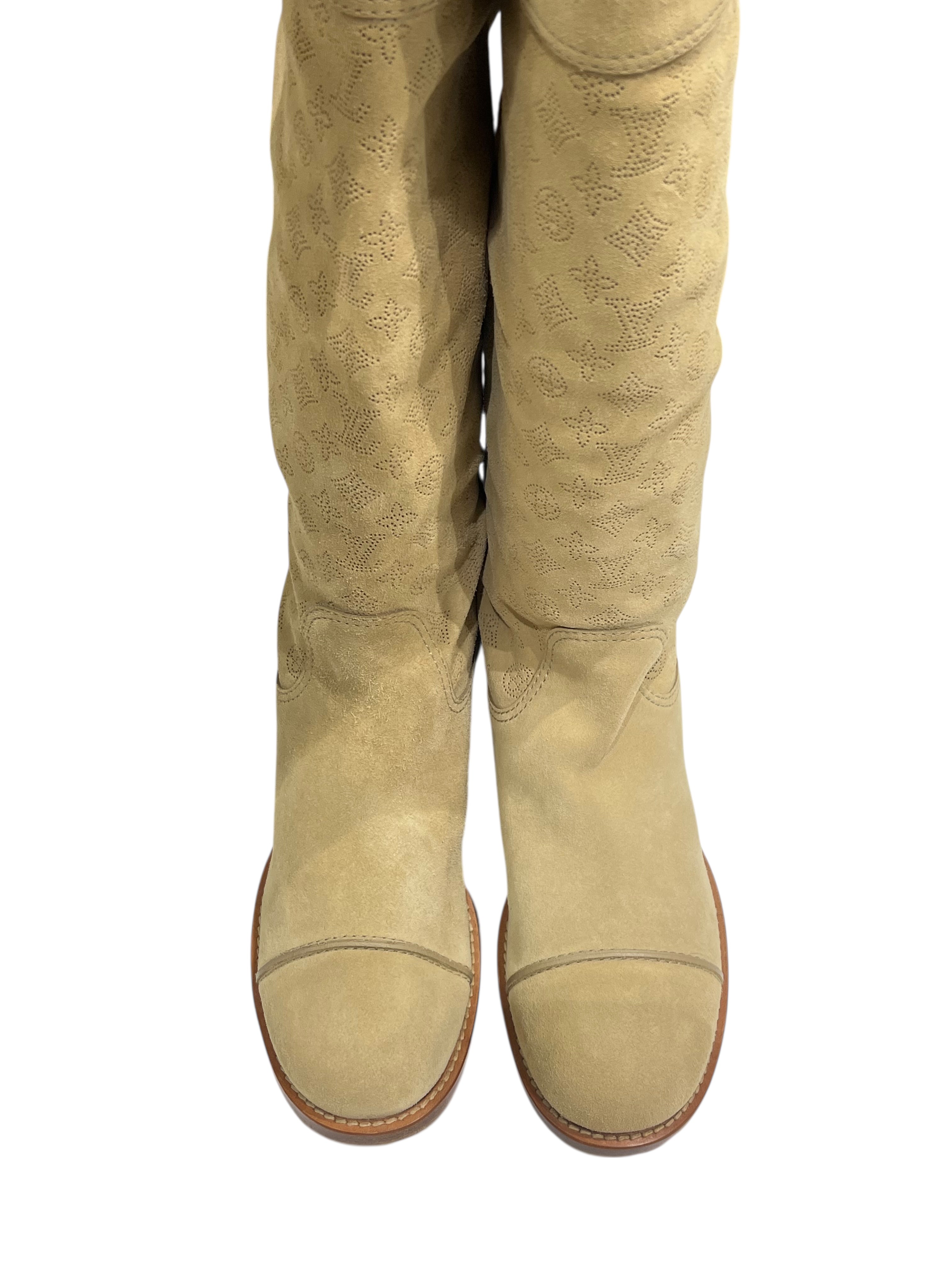 Louis Vuitton - bottes Mahina daim beige T38,5
