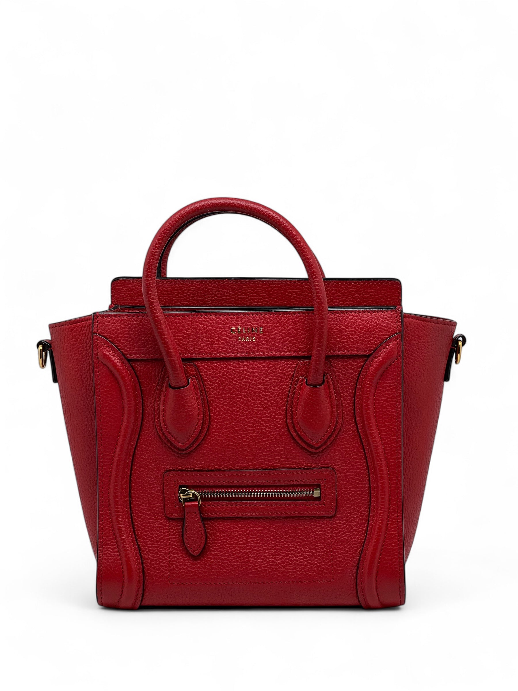 Céline - Sac nano luggage rouge avec bandoulière