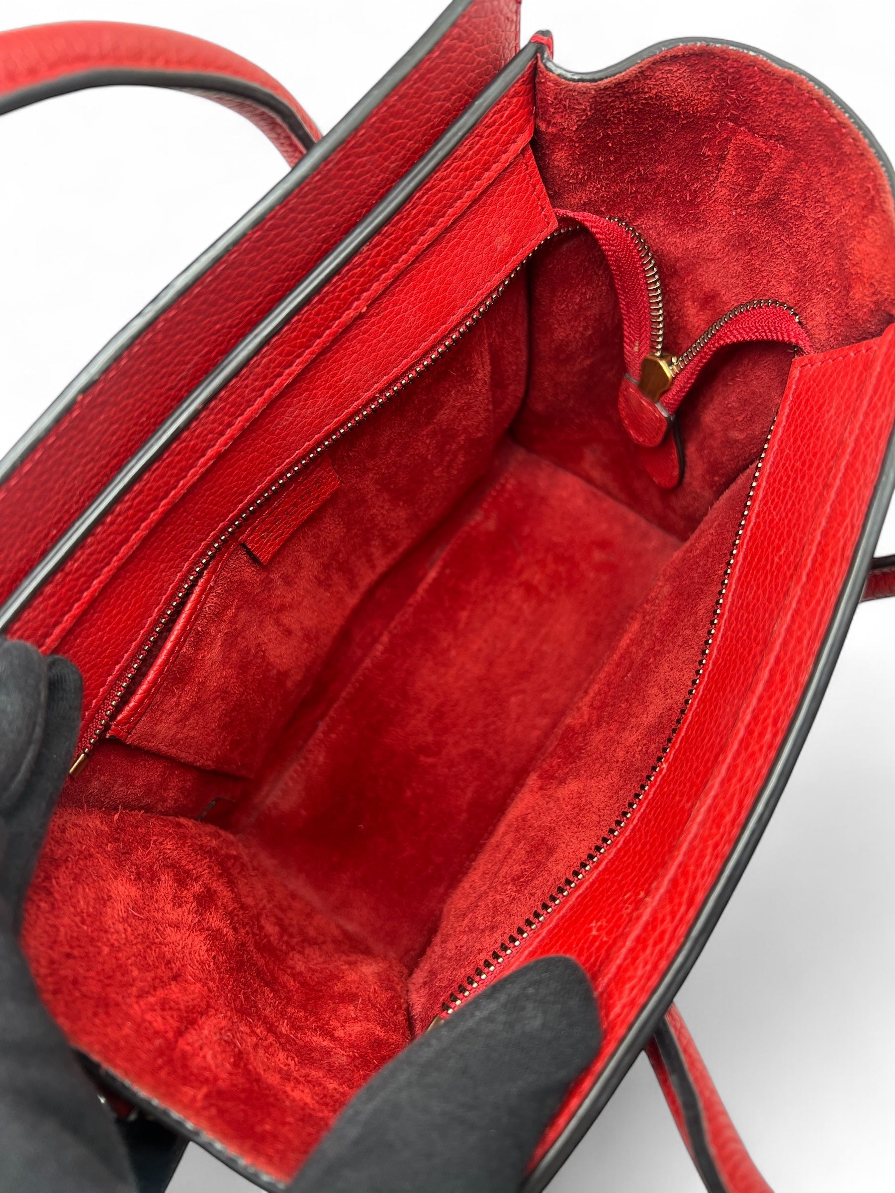 Céline - Sac nano luggage rouge avec bandoulière