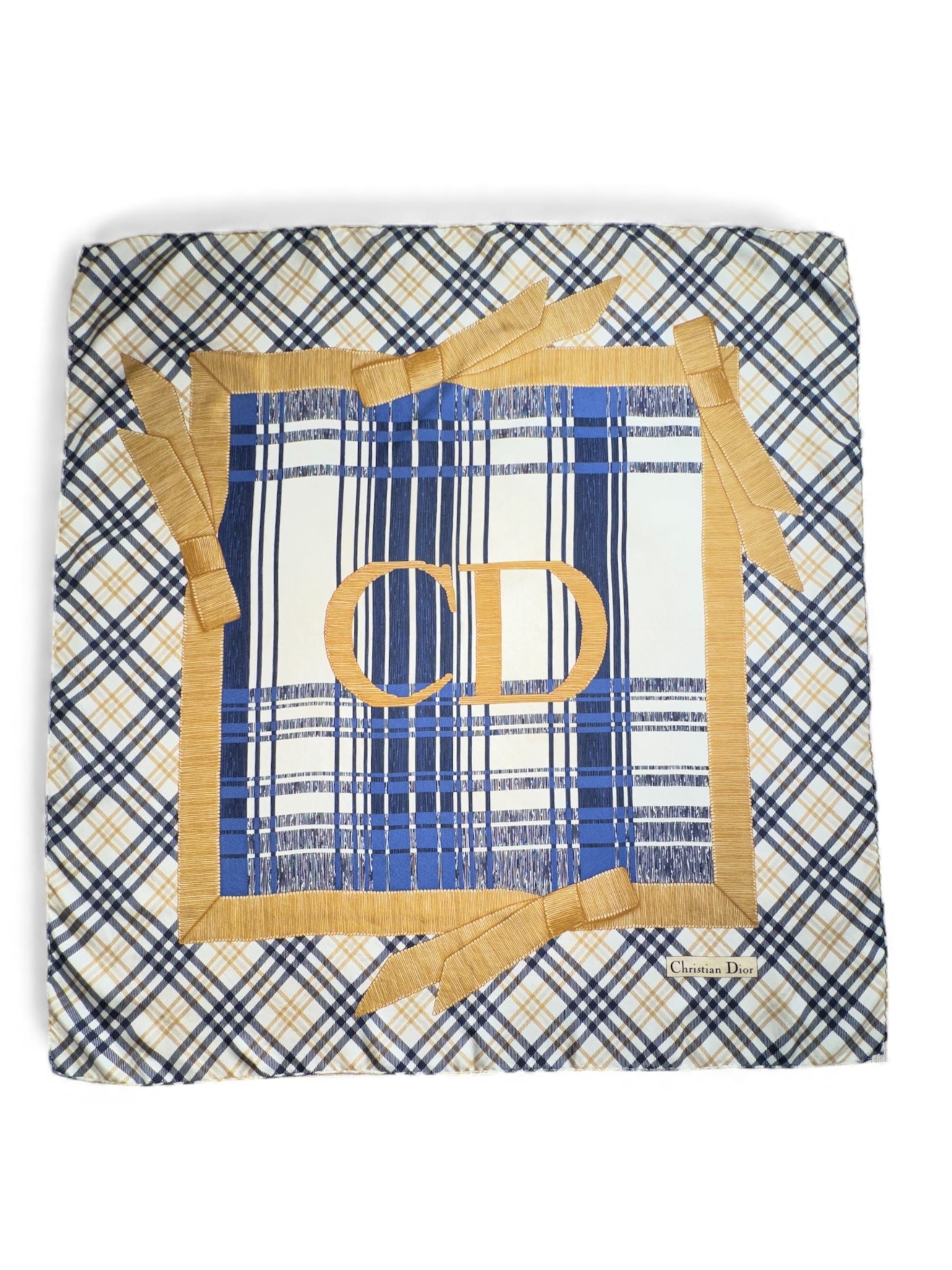 Christian Dior - Carré 90 bleu et doré