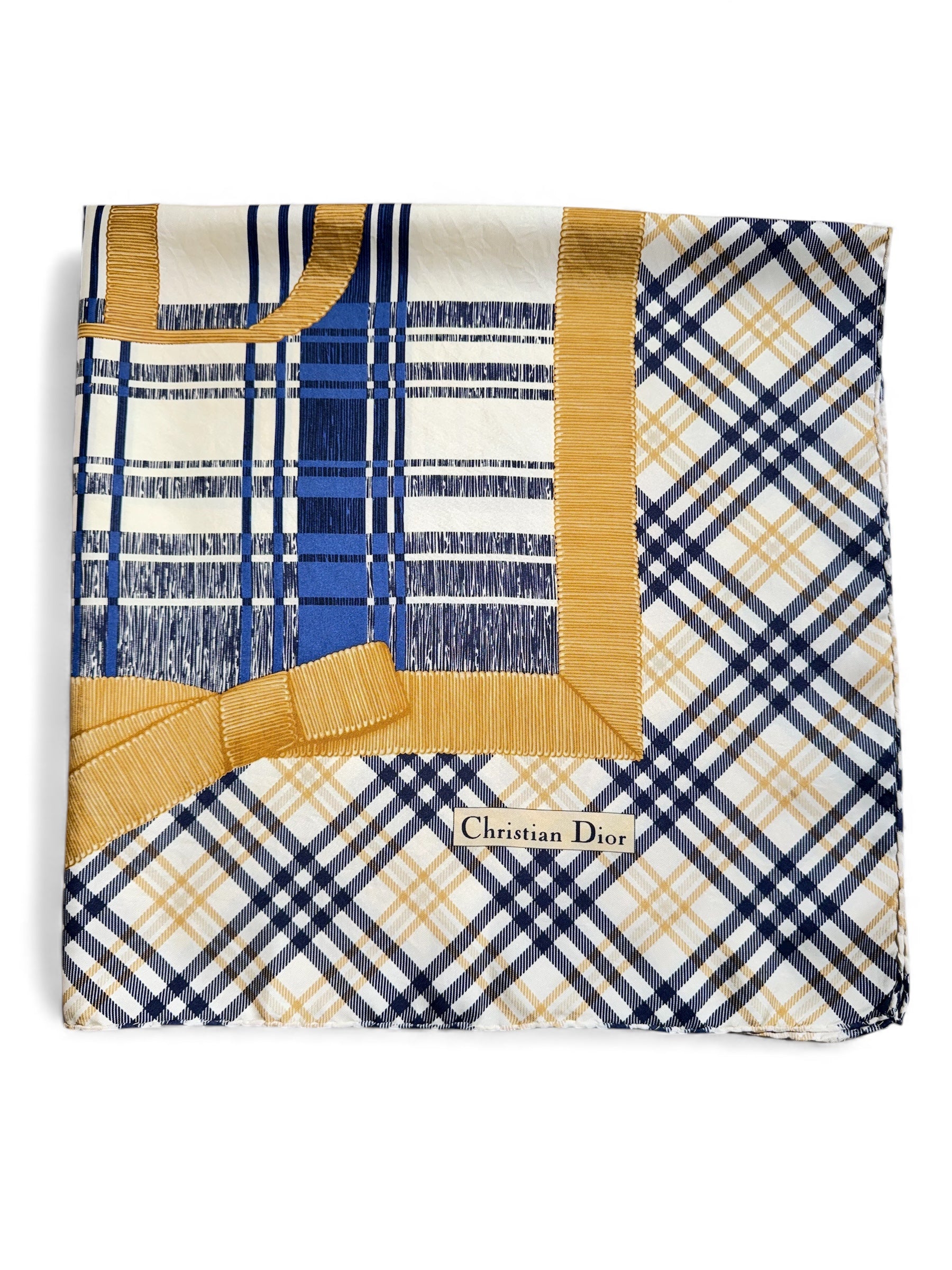 Christian Dior - Carré 90 bleu et doré