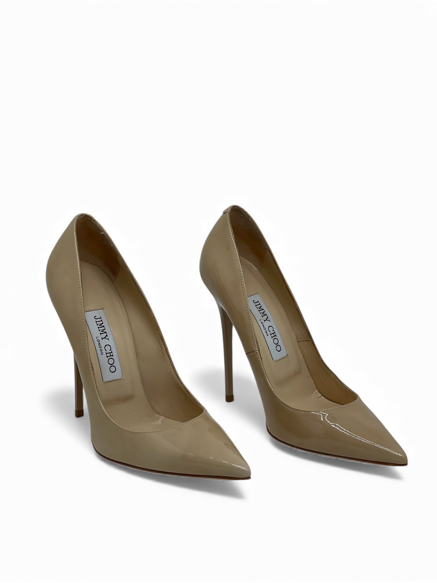 Jimmy Choo - Escarpins bicolores en cuir verni beige T37