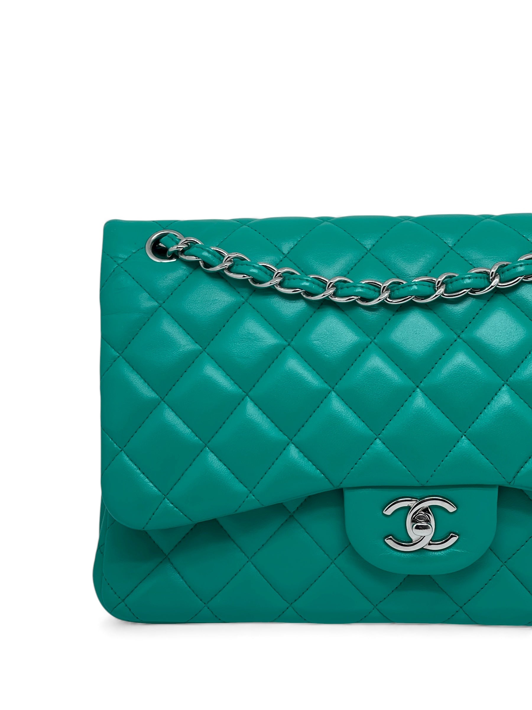 Chanel - Jumbo-Tasche smaragdgrün