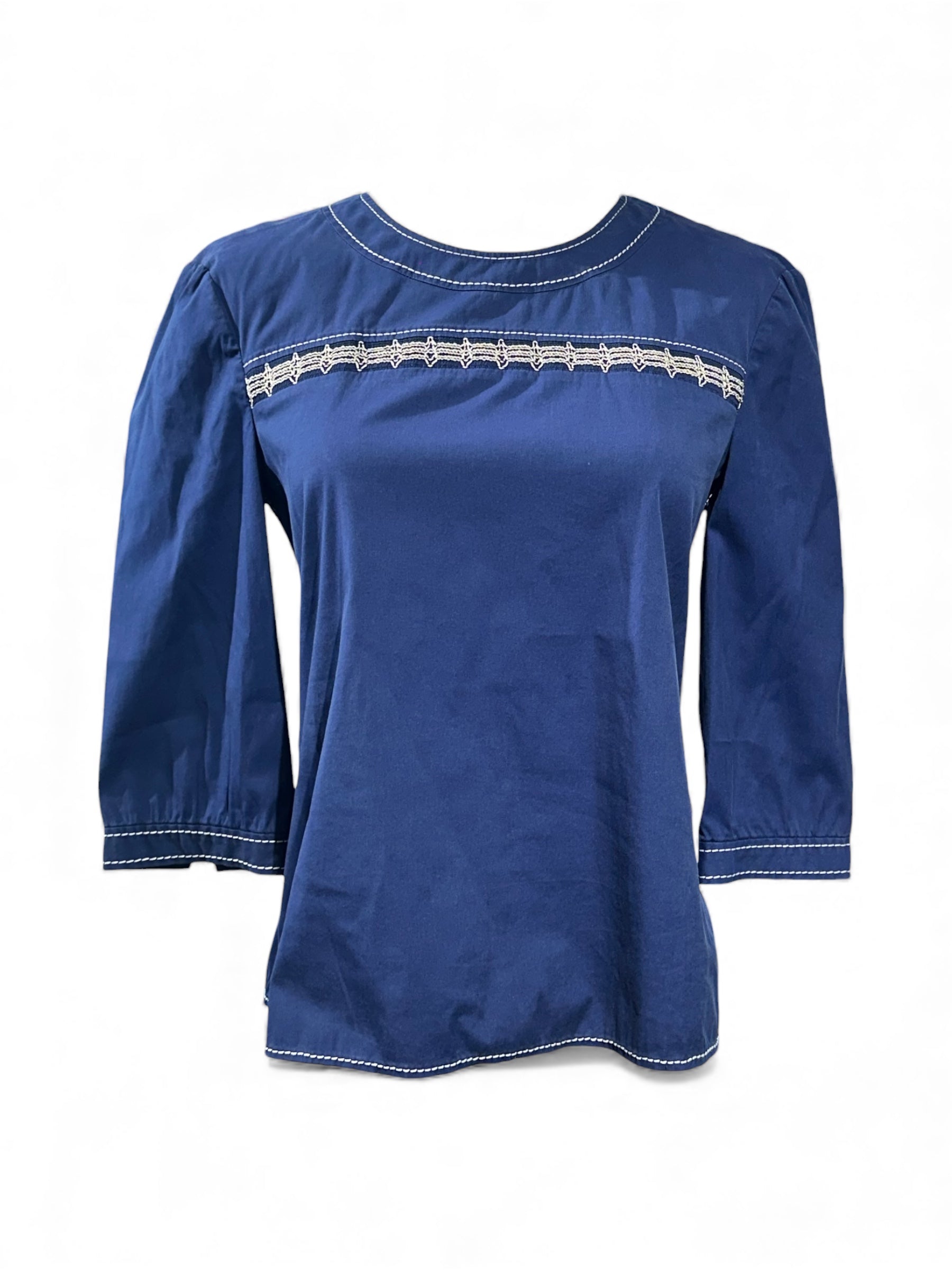 Prada - Blouse bleu brodée T36