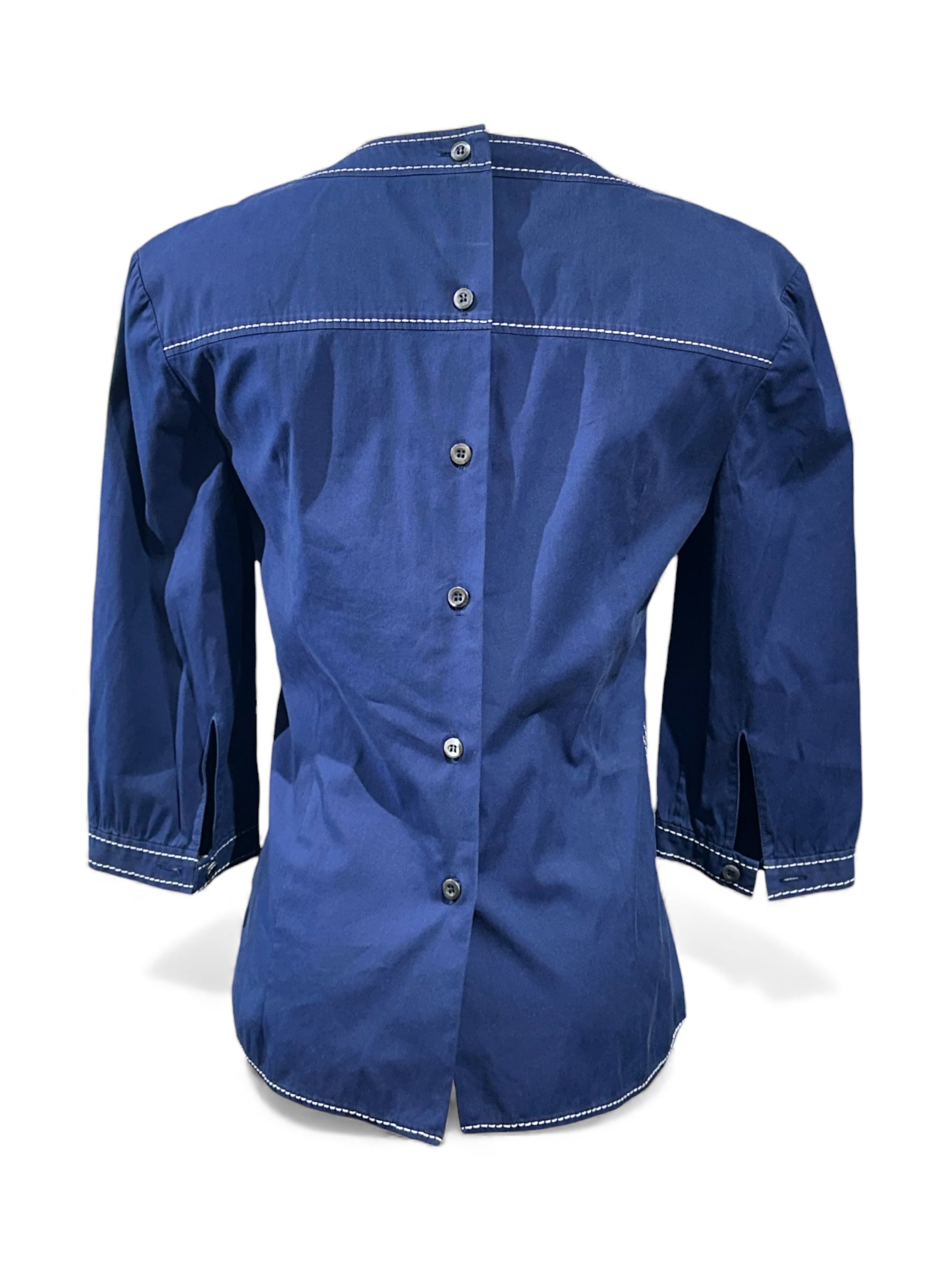 Prada - Blouse bleu brodée T36