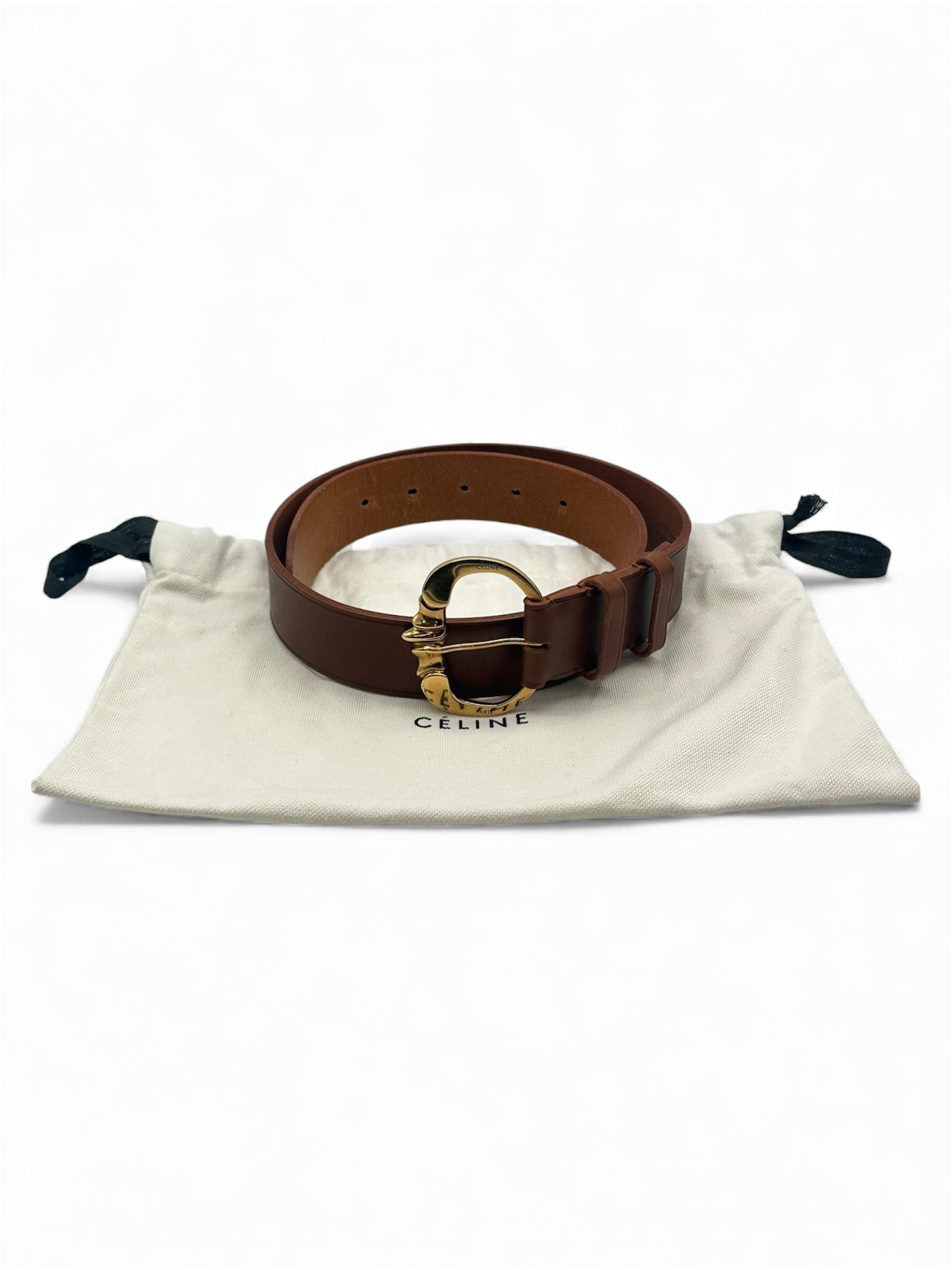 Céline - Brauner Gürtel mit goldener Schnalle T75