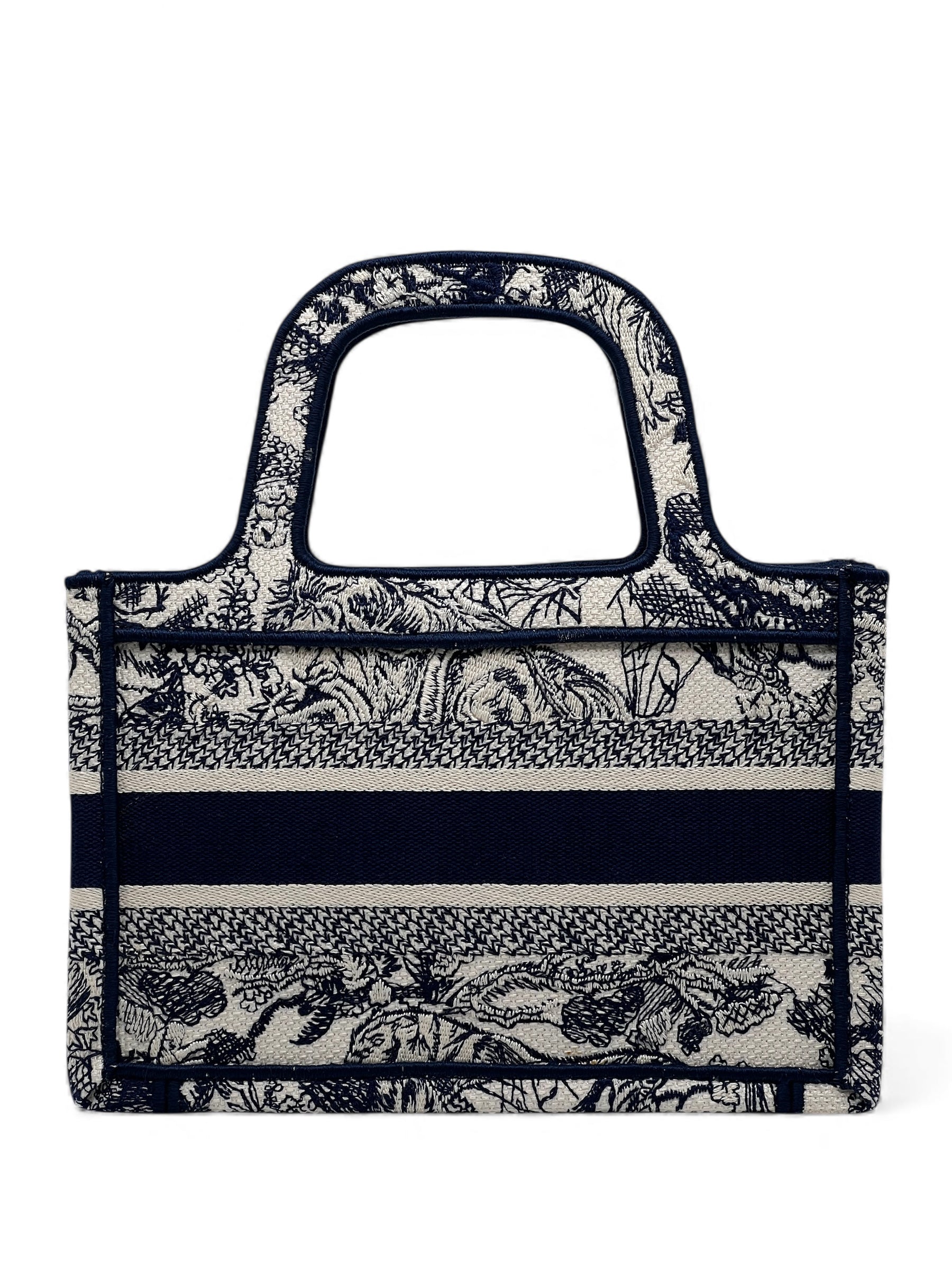 Christian Dior - Sac Mini Book Tote en toile Beige /Bleu