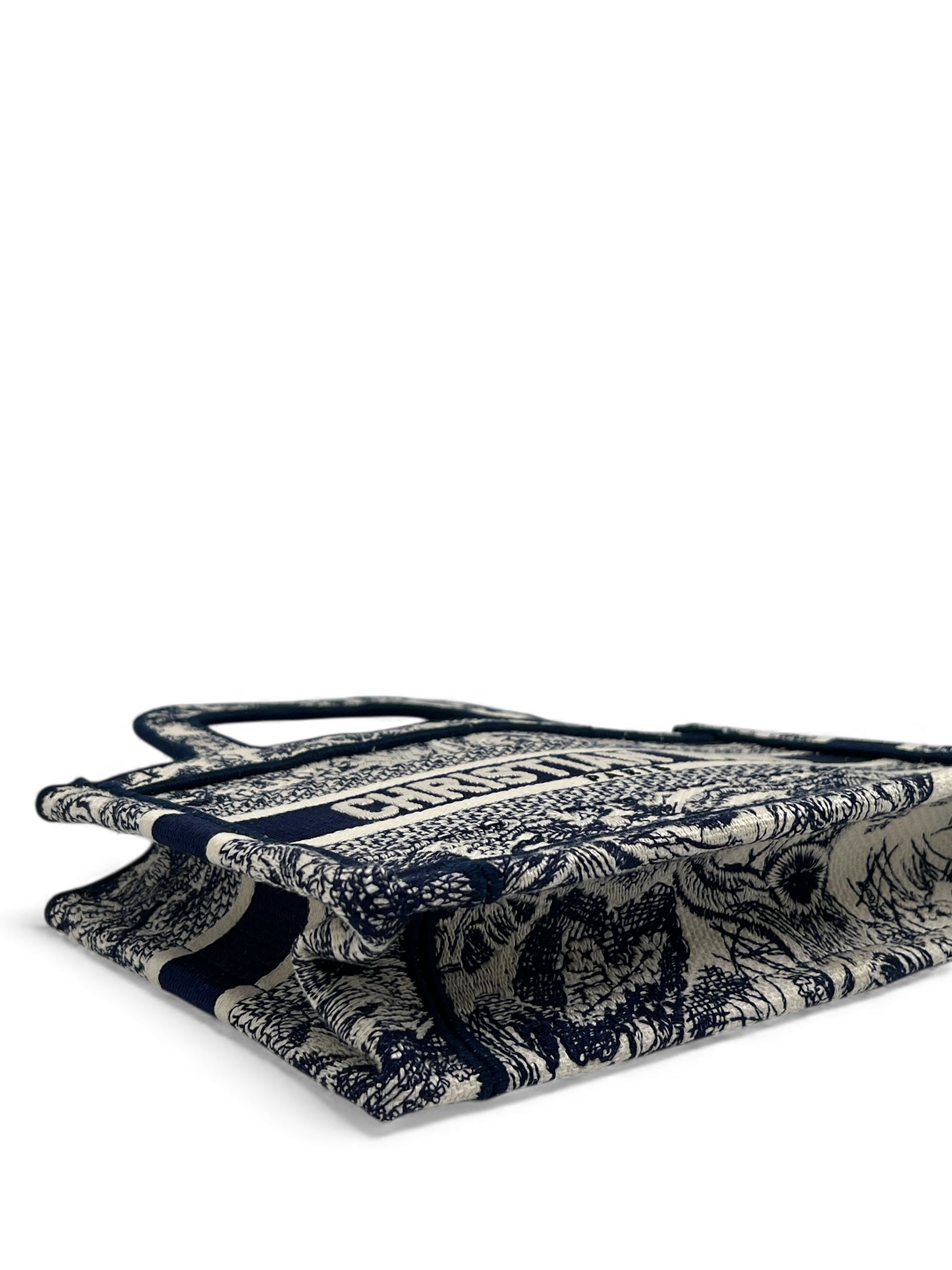 Christian Dior - Sac Mini Book Tote en toile Beige /Bleu