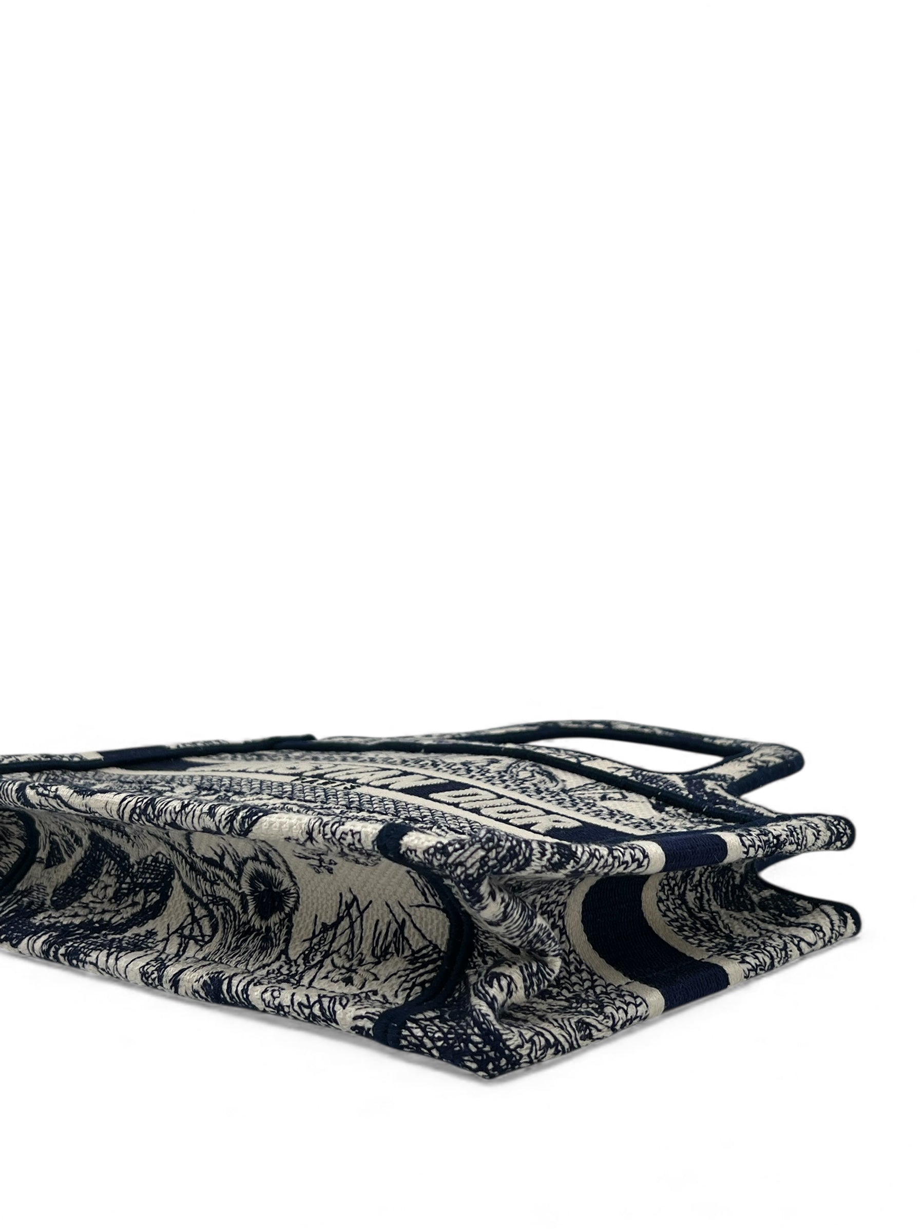 Christian Dior - Sac Mini Book Tote en toile Beige /Bleu