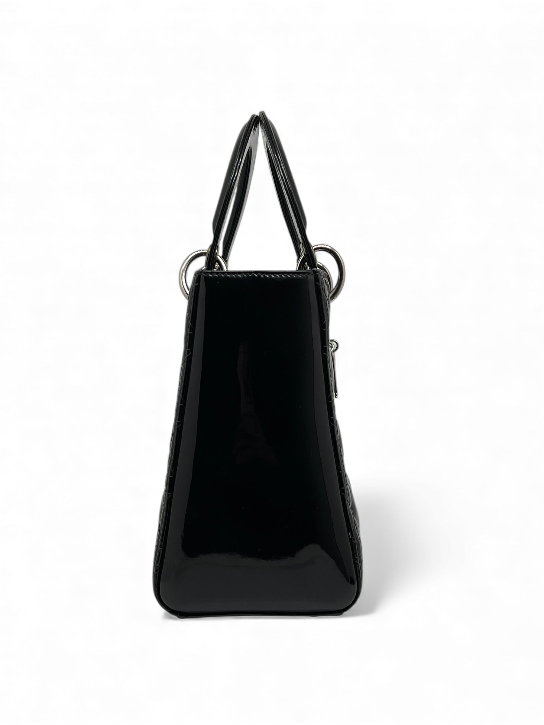 Christian Dior - Sac à main Lady Dior vernis avec bandoulière