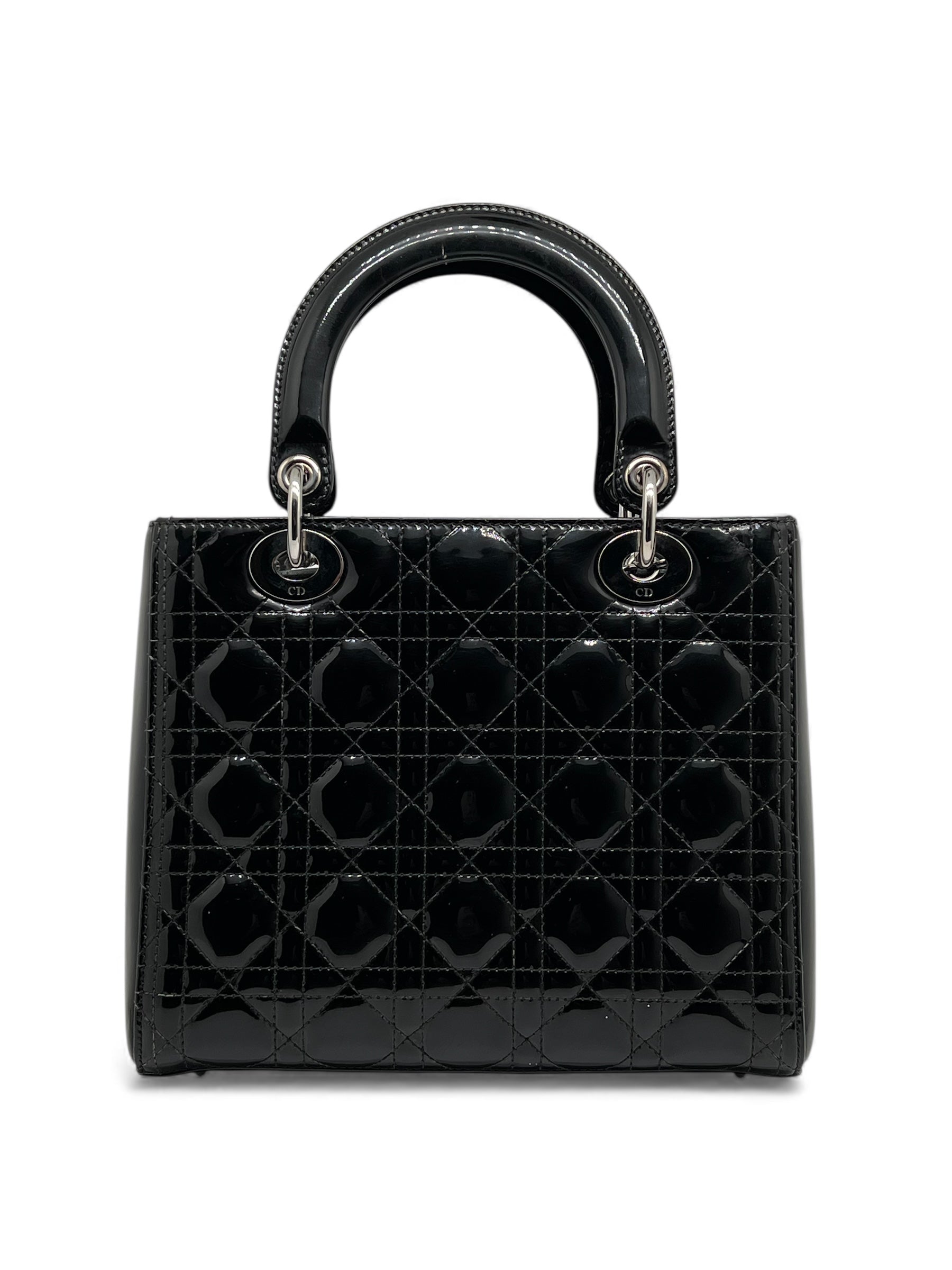 Christian Dior - Sac à main Lady Dior vernis avec bandoulière