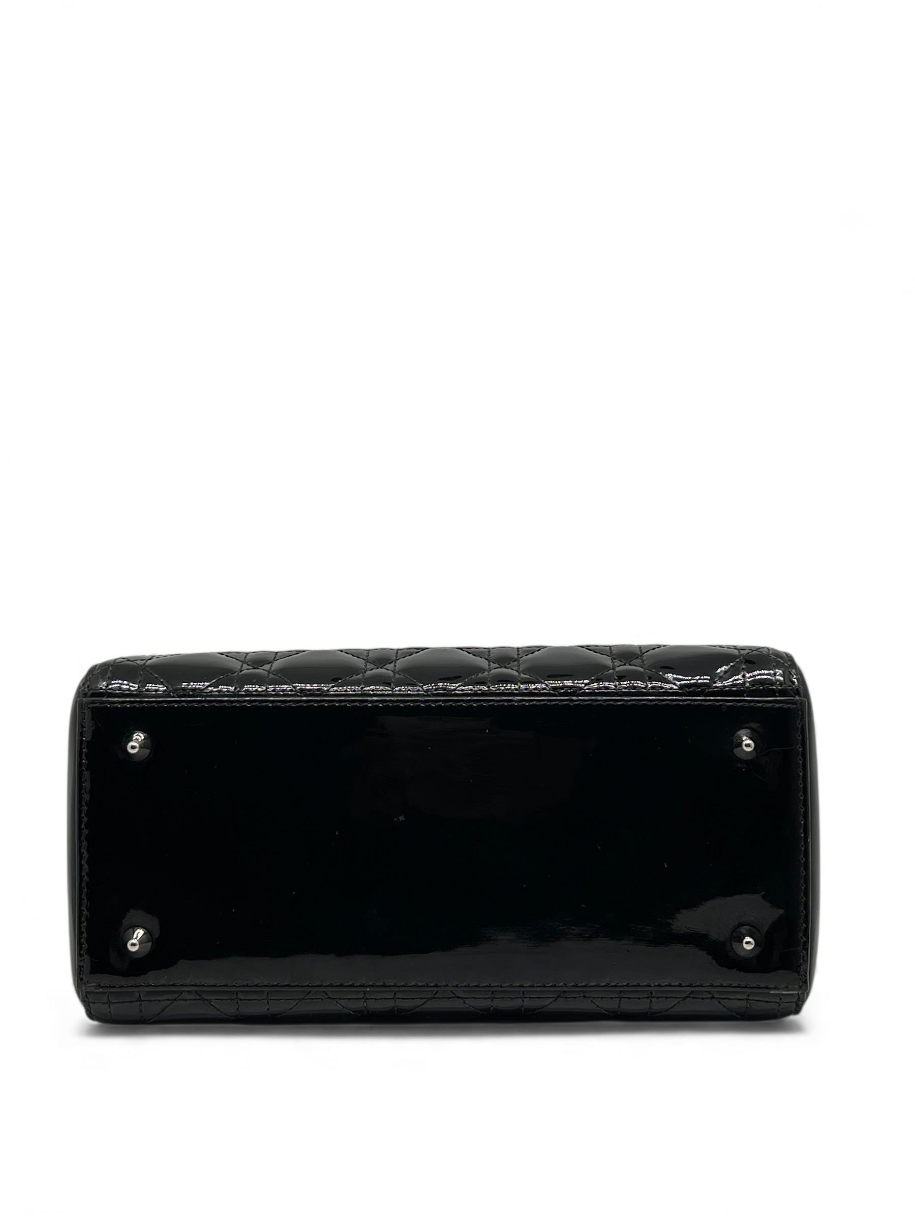 Christian Dior - Sac à main Lady Dior vernis avec bandoulière