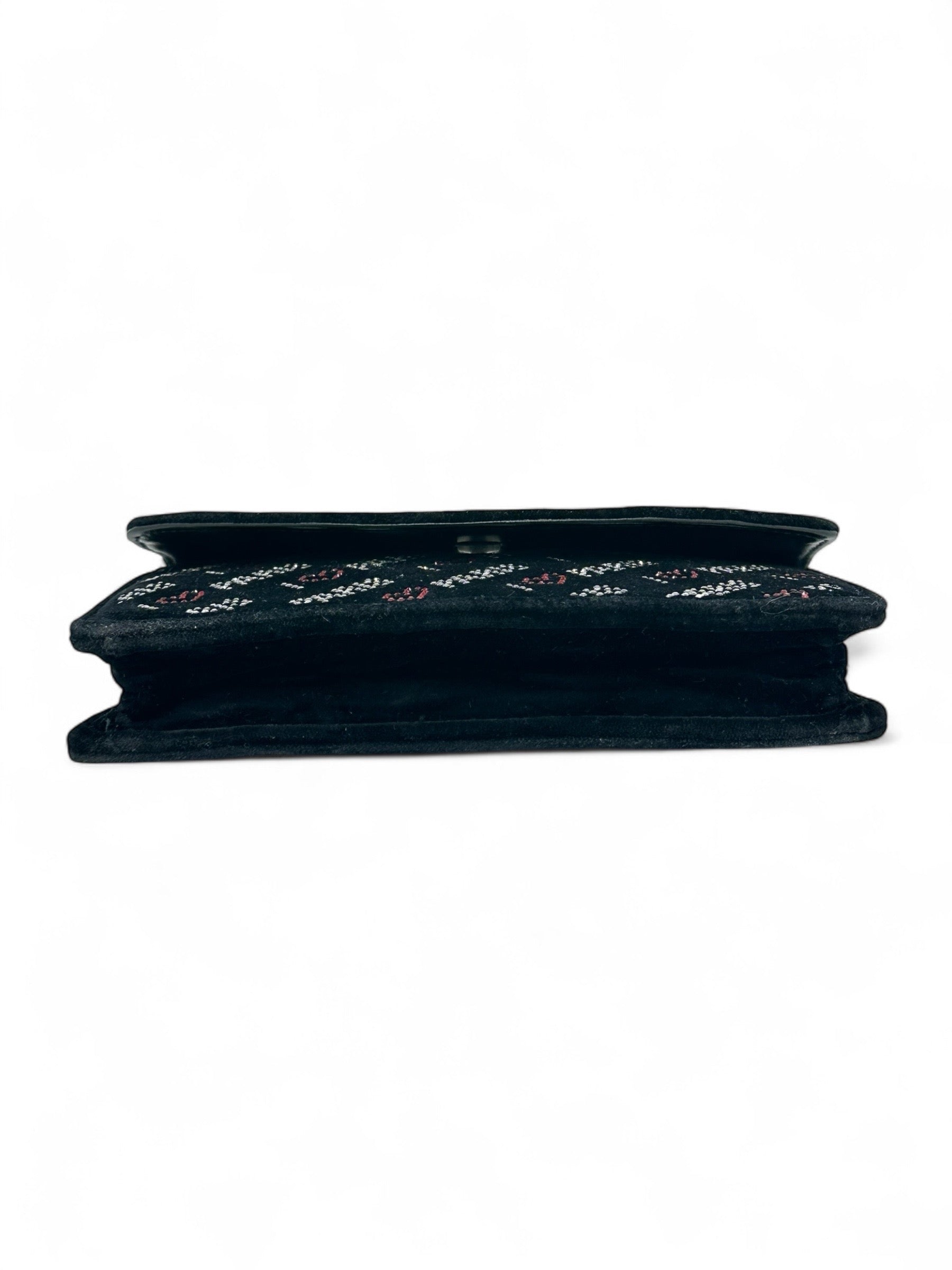 Balenciaga - Tasche Kristall Samt Geldbörse an Kette schwarz