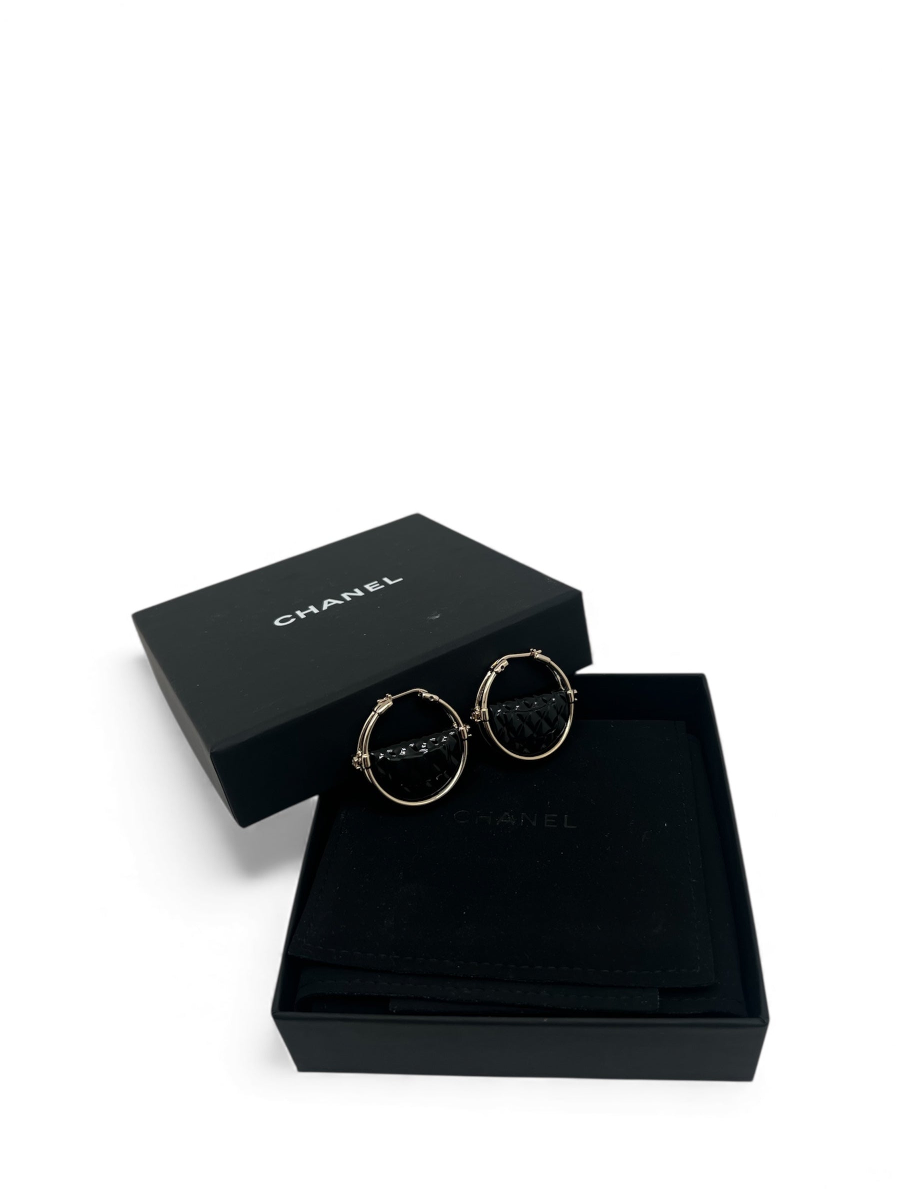 Chanel - Boucles BO créoles noires
