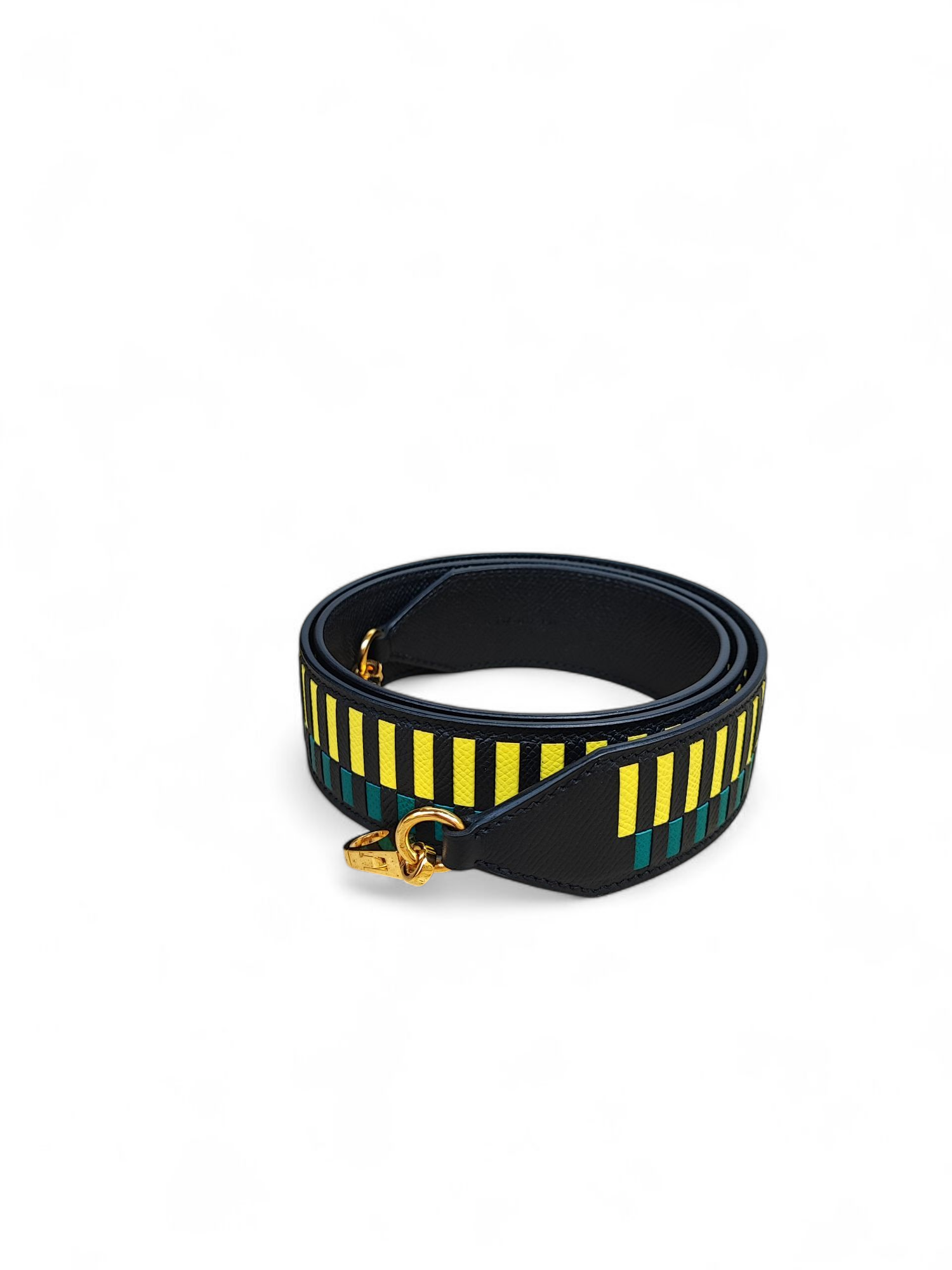 Hermès - Bandoulière Epsom noire rayée