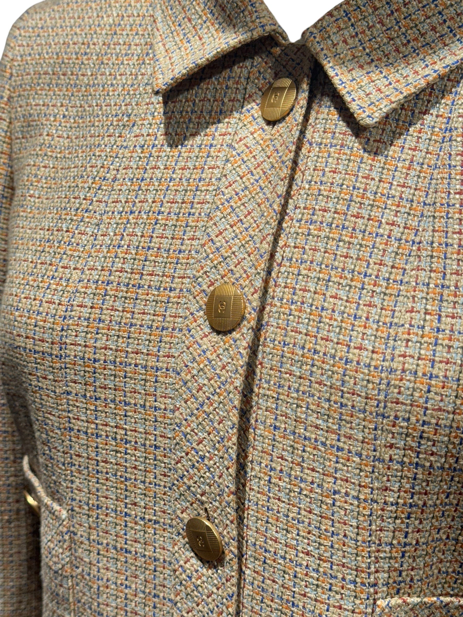 Chanel - Beige-braune Prince-de-Galles-Jacke Größe 38