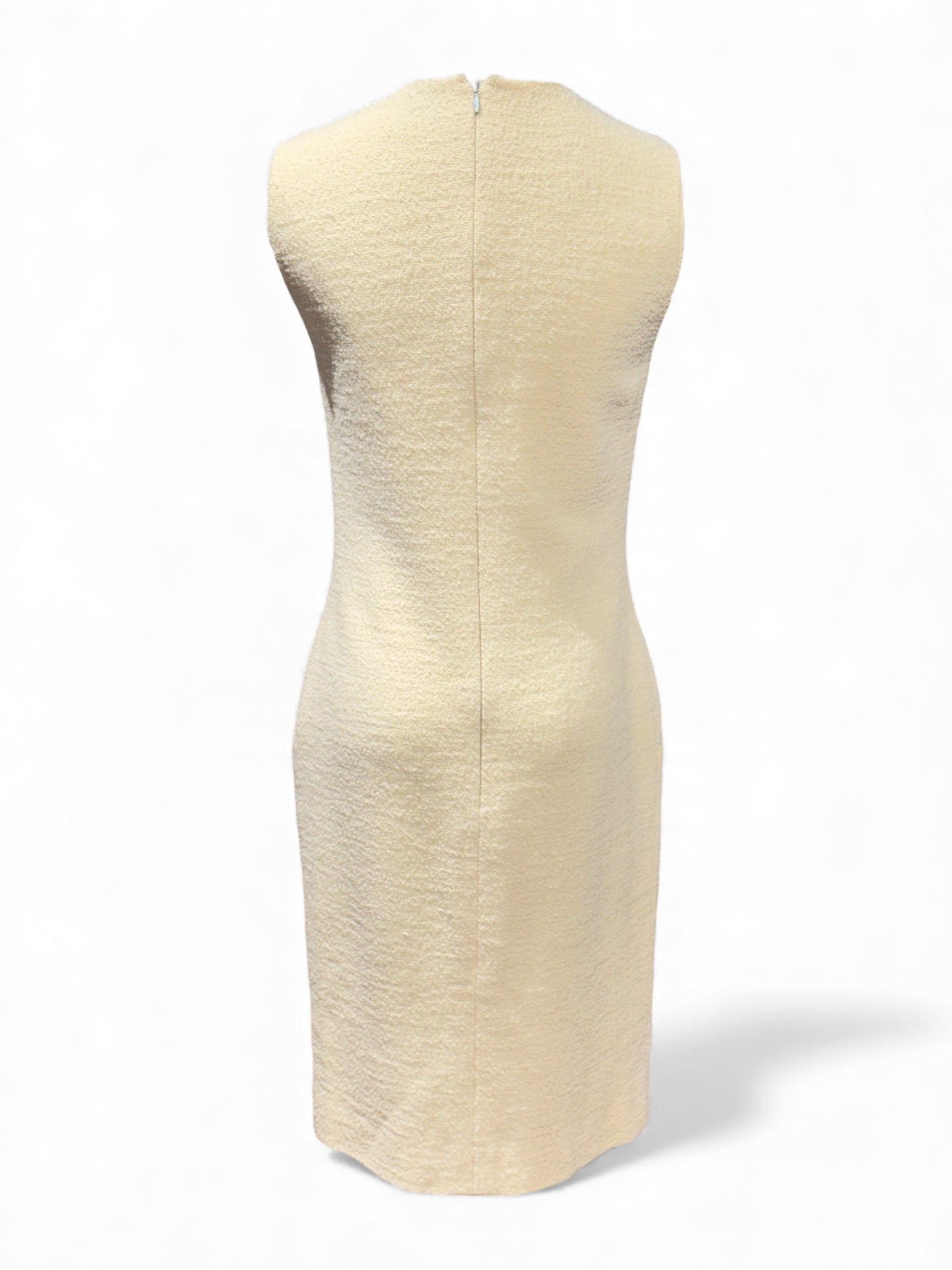 Chanel - Ärmelloses Kleid aus buttergelbem Tweed Größe 38