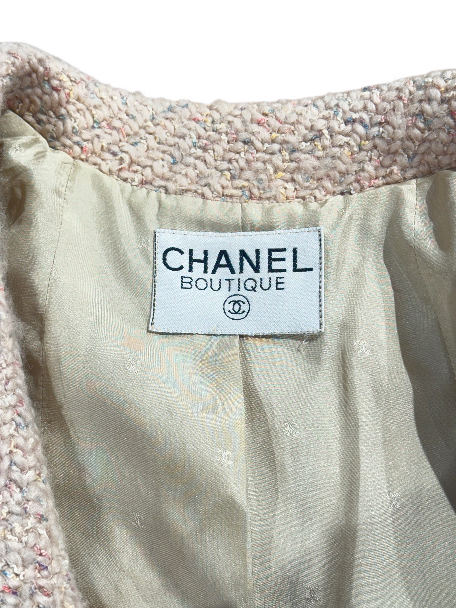 Chanel - Veste en tweed beige T36