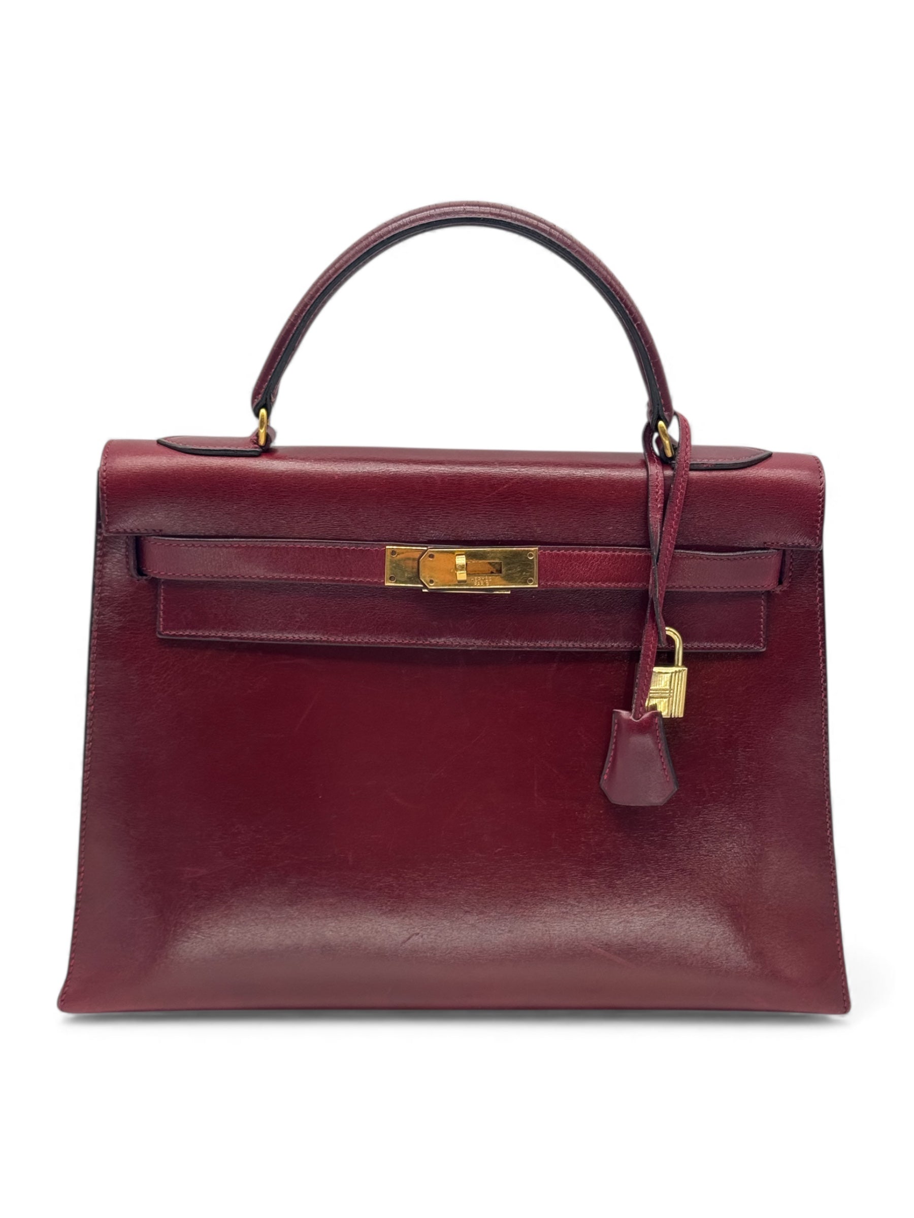 Hermès - Sac Kelly 32 box Bordeaux