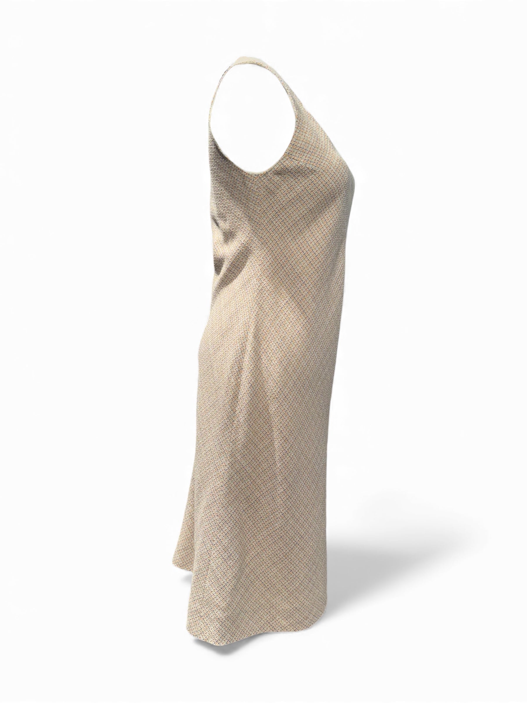 Chanel - Robe sans manches prince de galle beige et marron T38