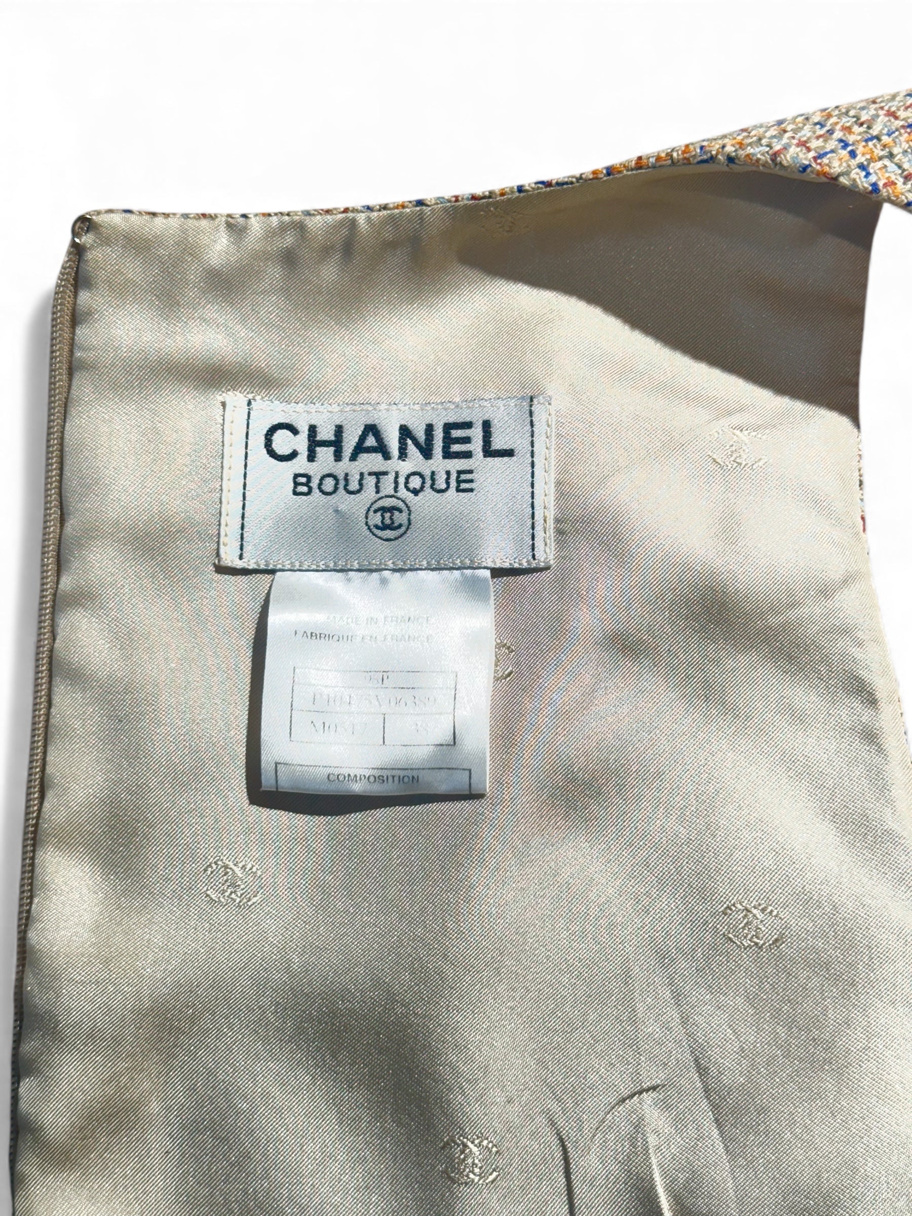 Chanel - Robe sans manches prince de galle beige et marron T38