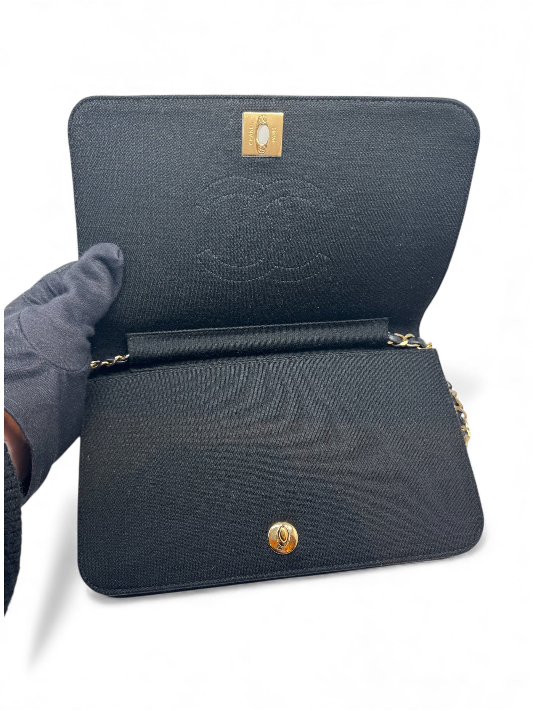 Chanel - Sac à porté épaule en cuir d’agneau et jersey