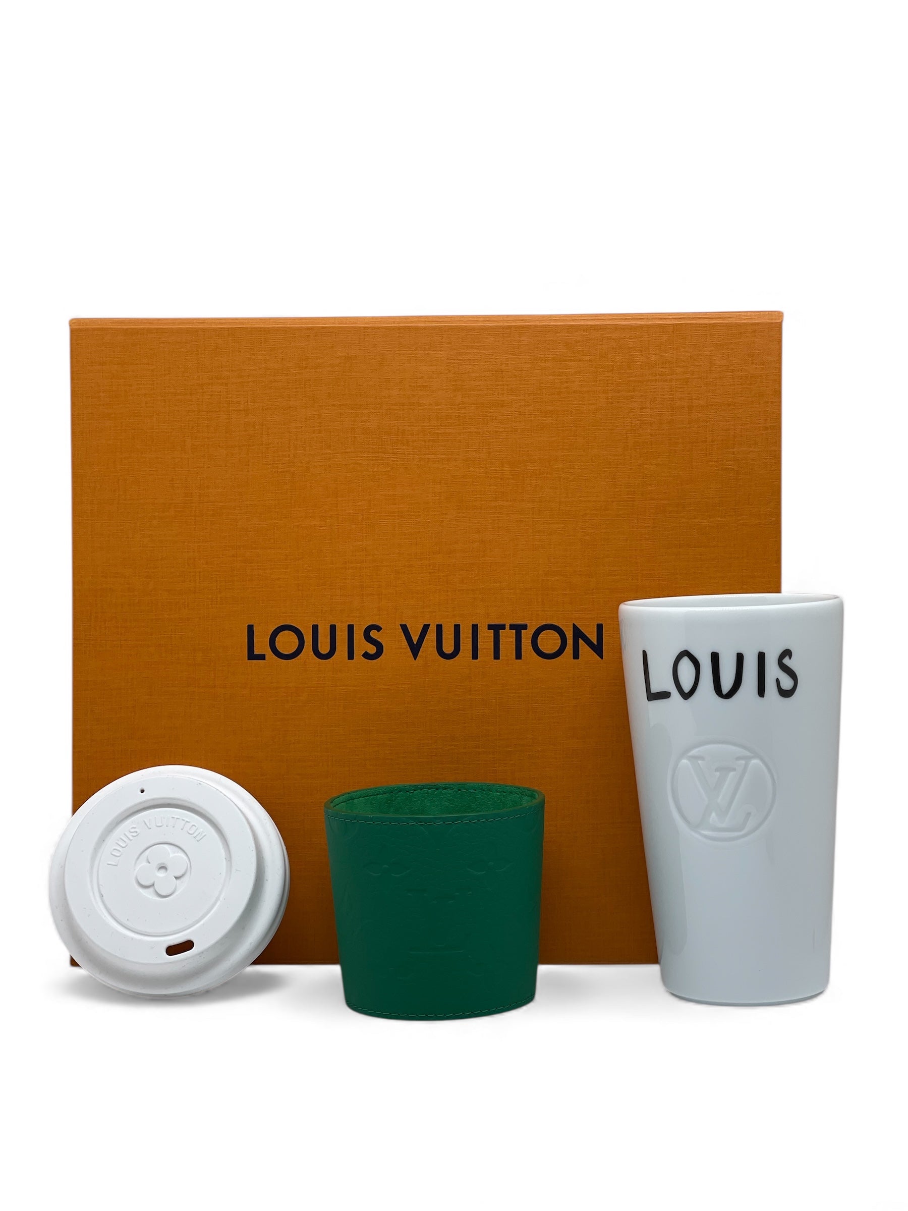 Louis Vuitton - Tasse en porcelaine blanche étui vert