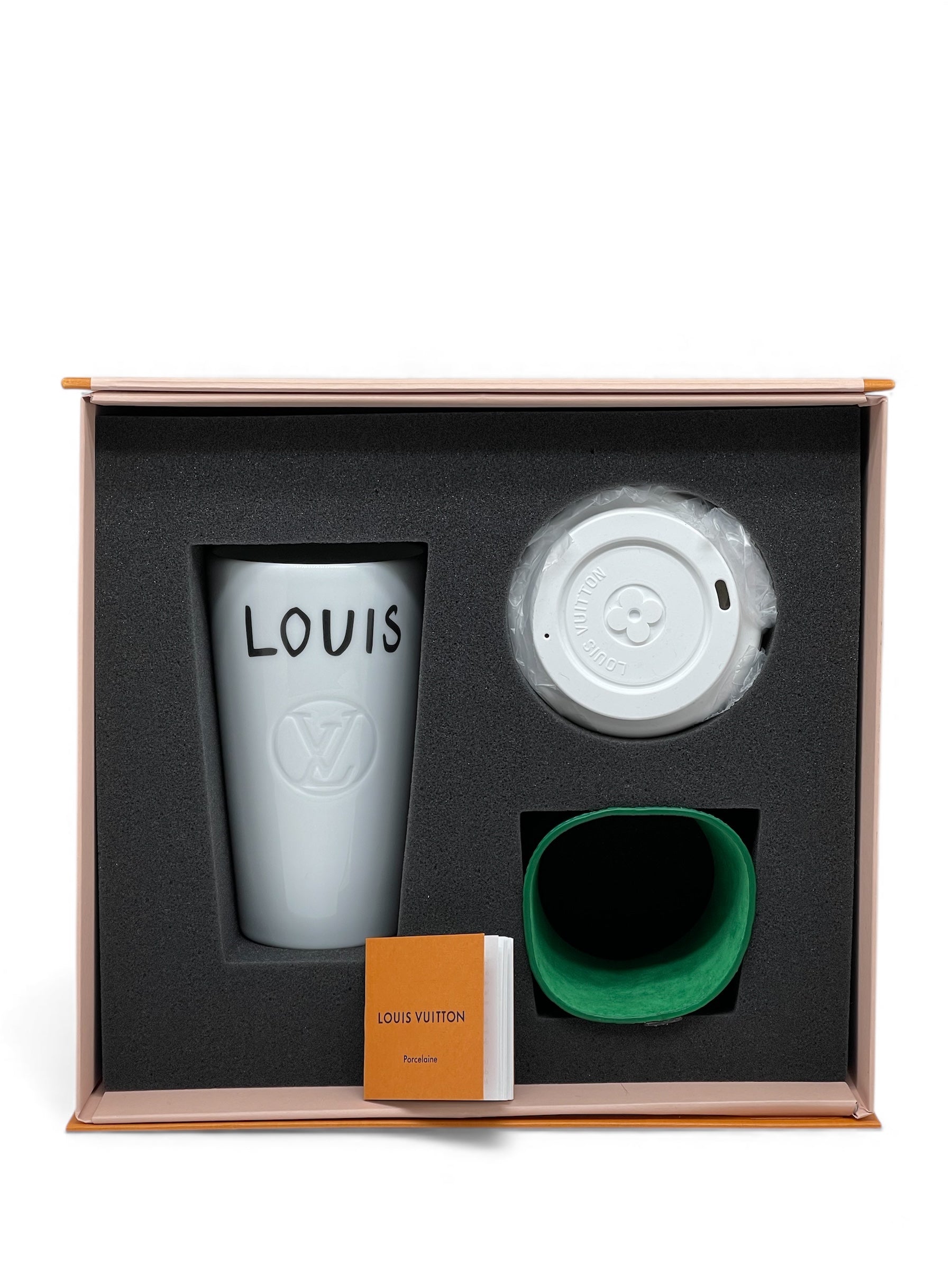 Louis Vuitton - Tasse en porcelaine blanche étui vert