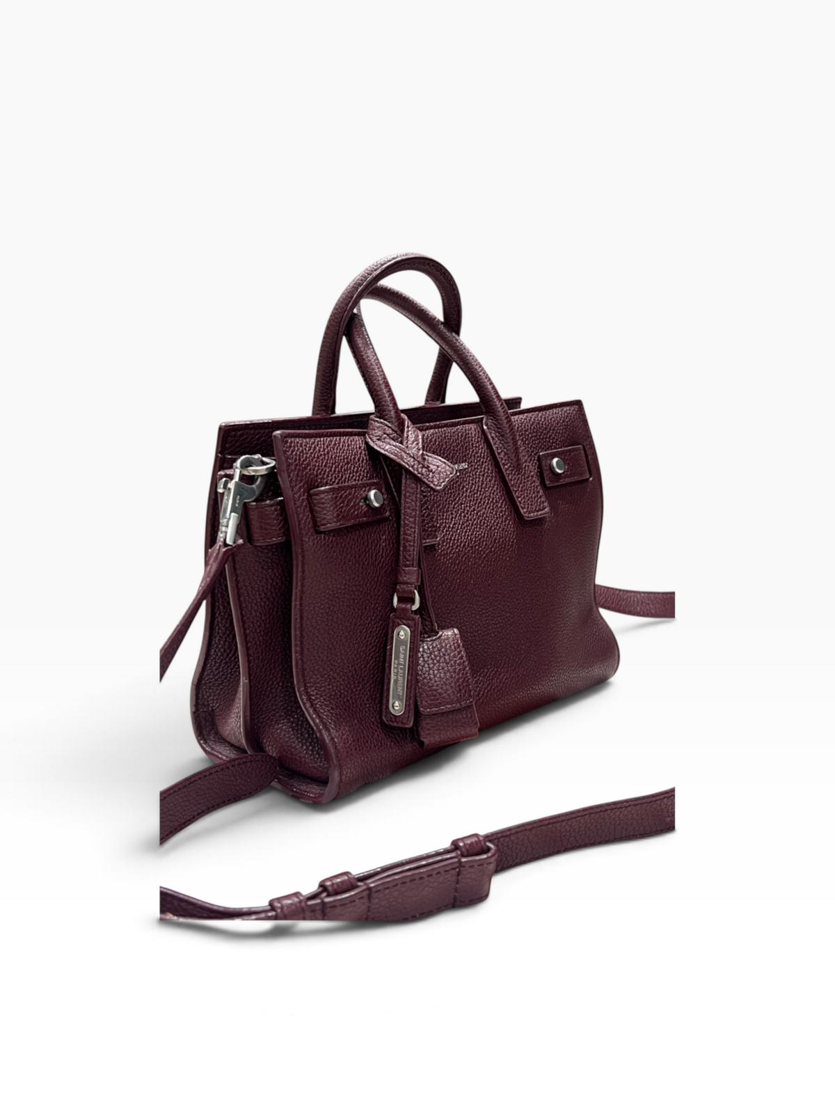Saint Laurent - sac de jour nano souple cuir bordeaux