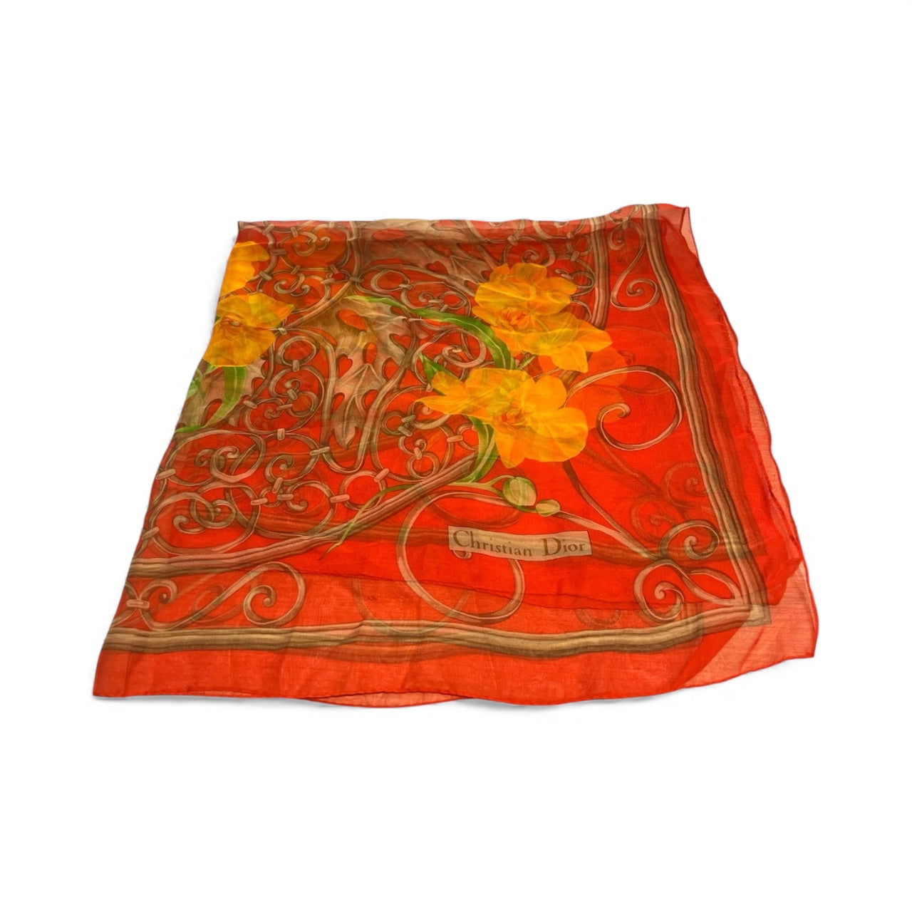 Christian Dior - Carré en soie orange