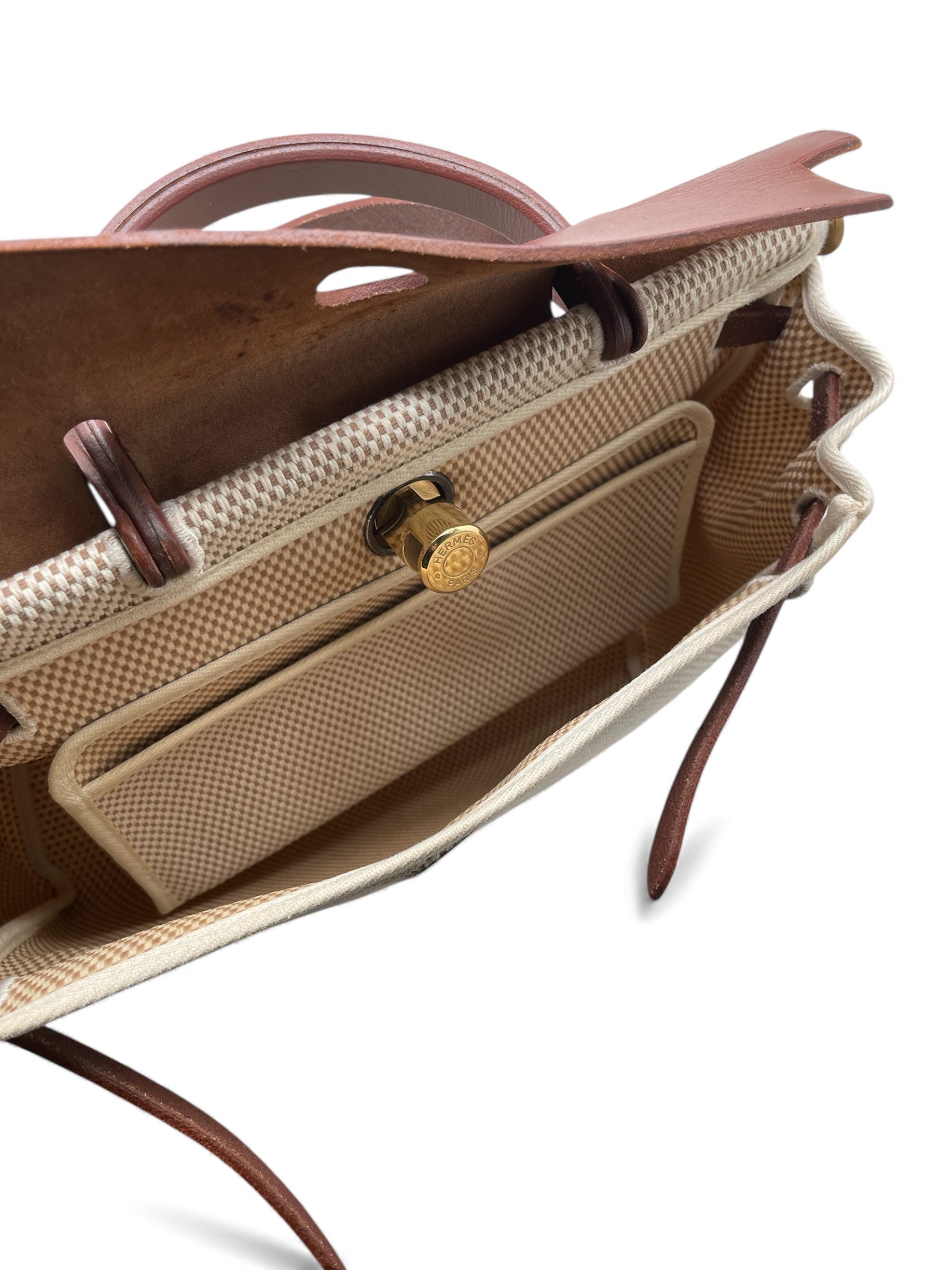 Hermès - Sac Herbag beige en toile