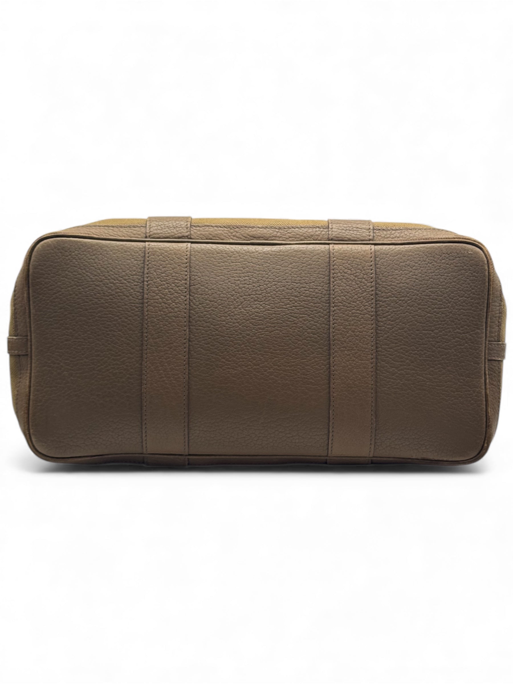 Hermès - Sac à main en toile et cuir Clemence kaki