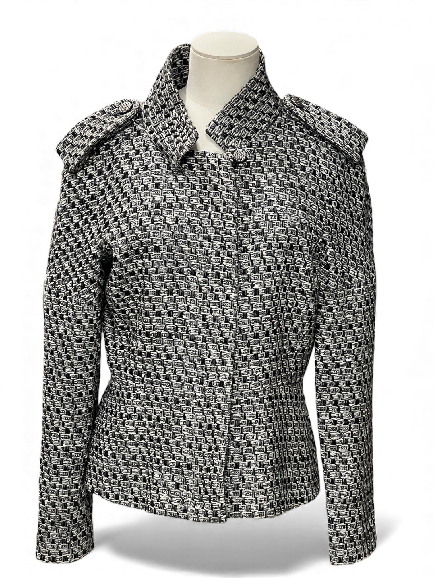 Chanel - Veste en tweed zippée T.42