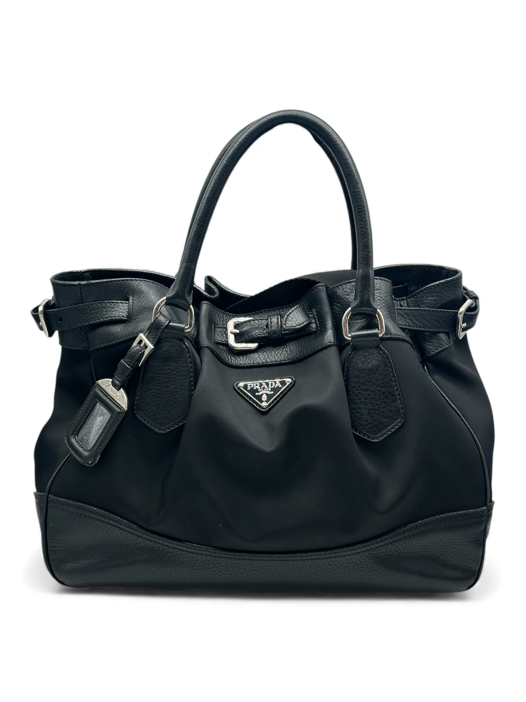 Prada - Sac à main en cuir et nylon