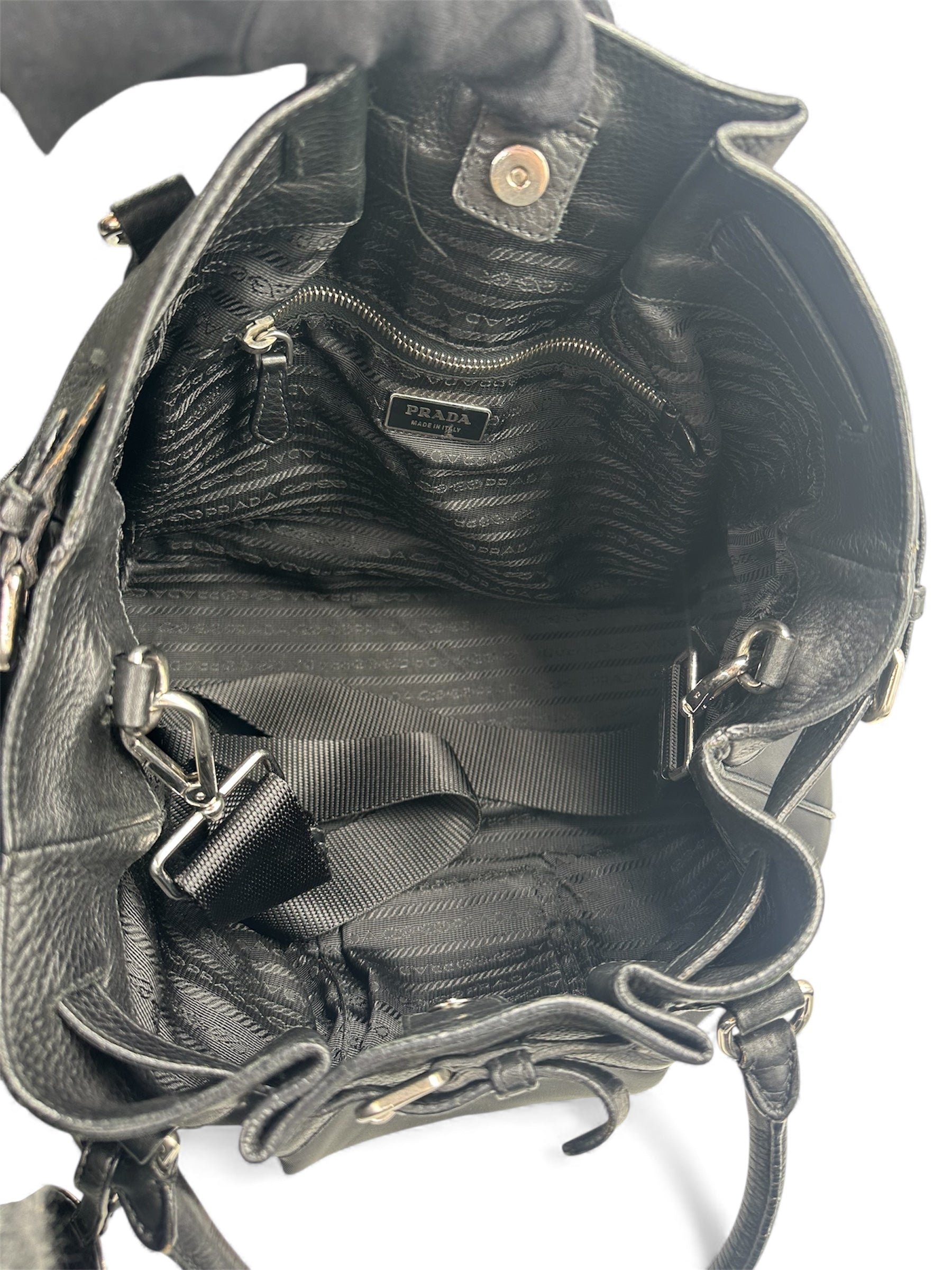 Prada - Sac à main en cuir et nylon