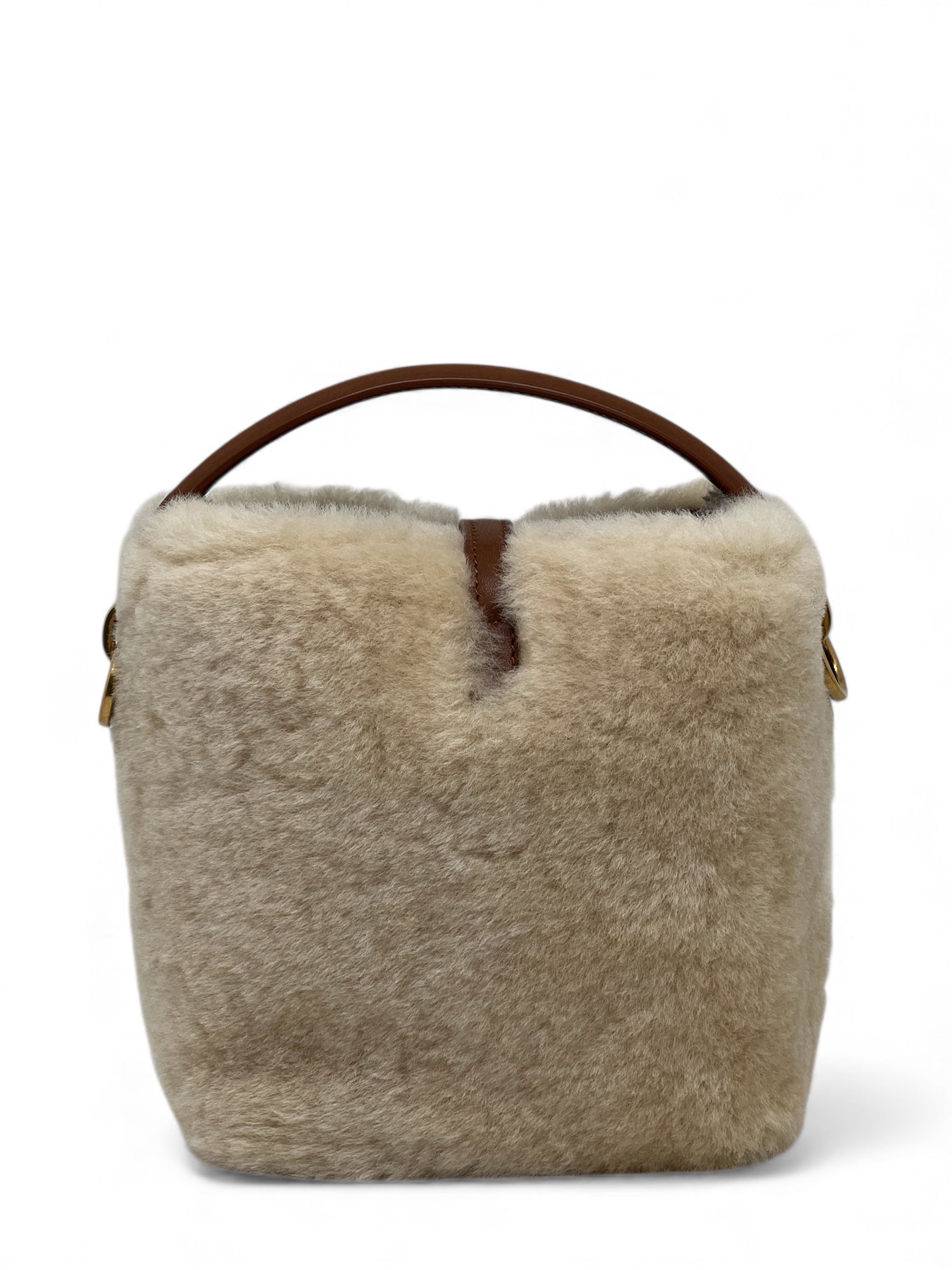 Saint Laurent - Sac Seau Le 37 Mini en shearling avec bandoulière