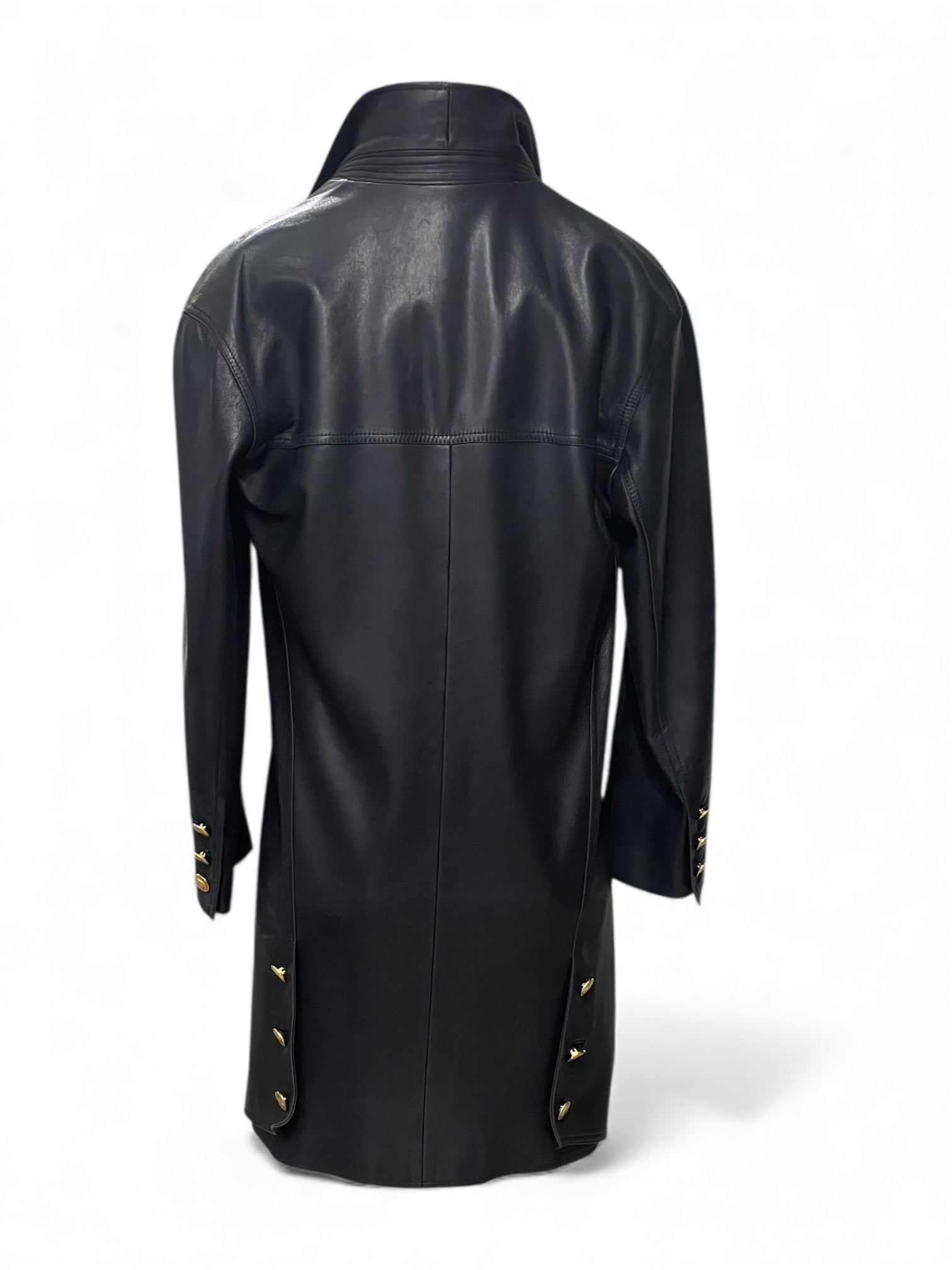 Chanel - Veste en cuir bleu marine T40