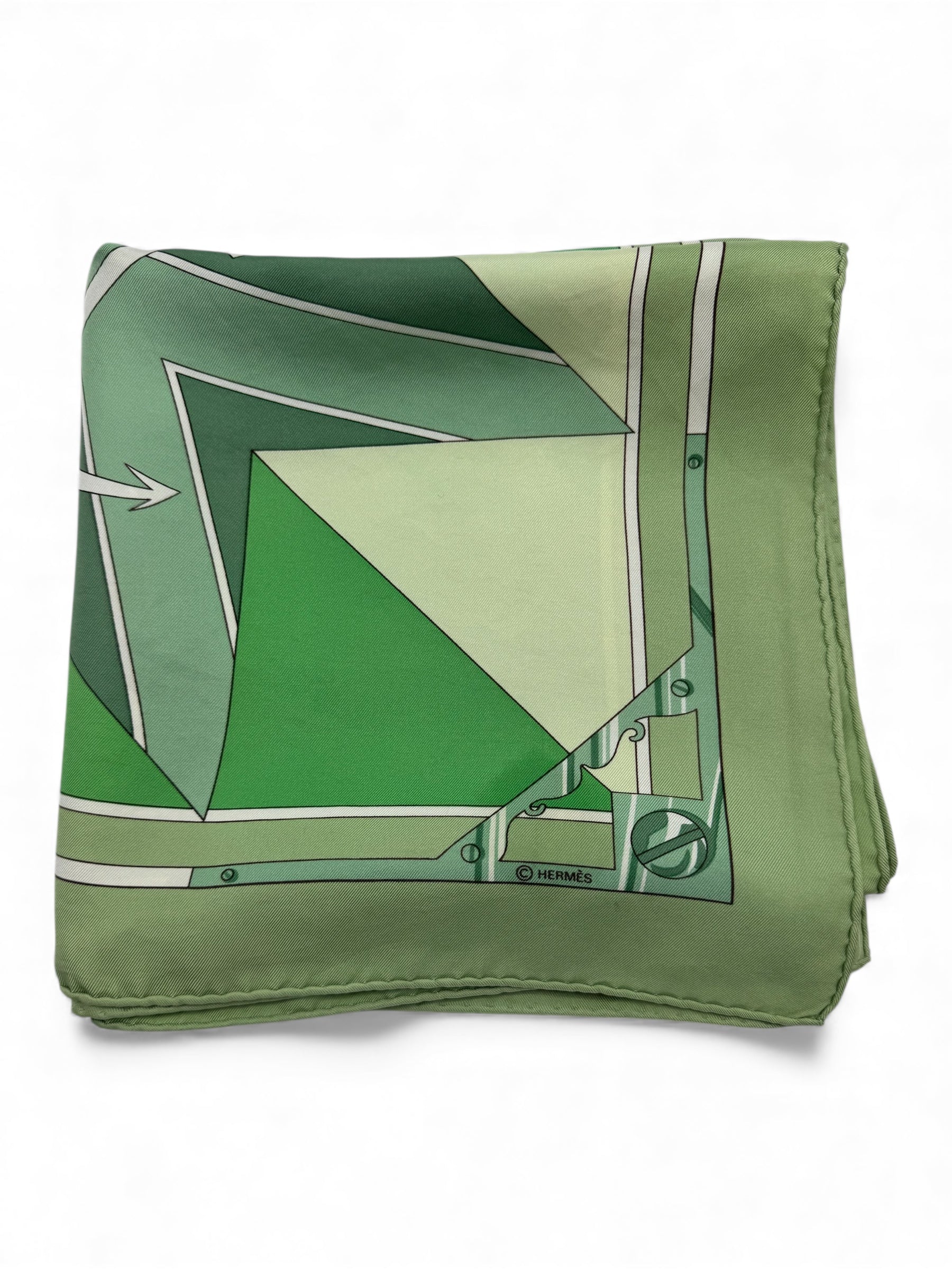 Hermès - Carré 90 « Sextants » vert