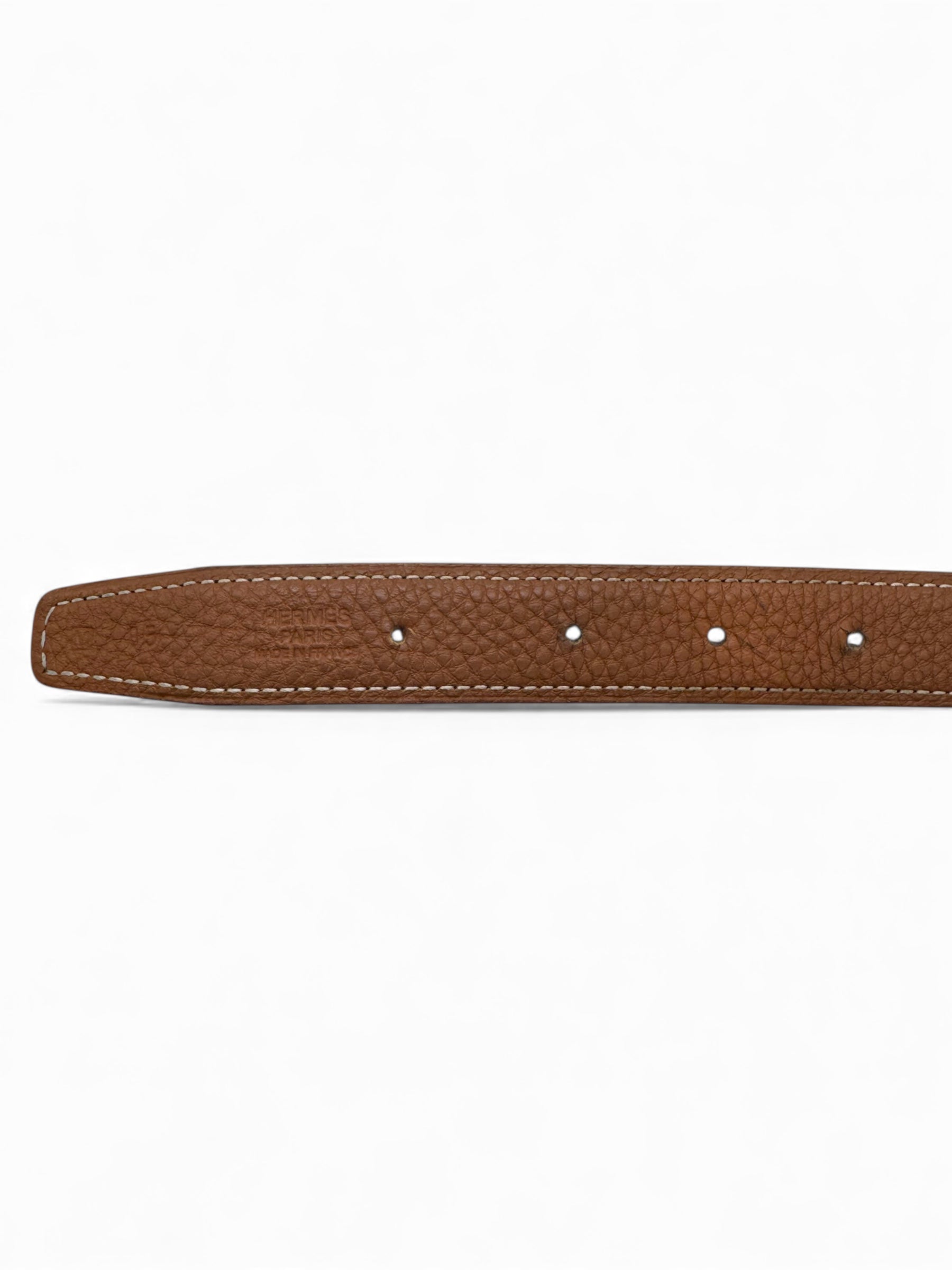 Hermès - Ceinture gold / noir boucle H palladié T85