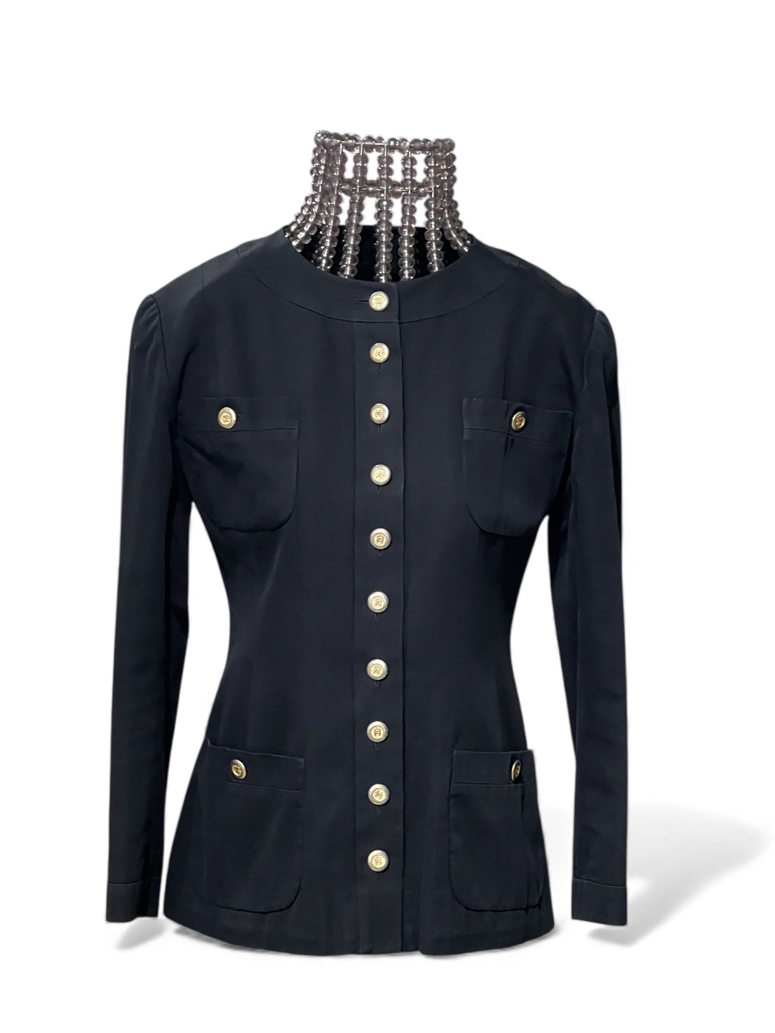 Chanel - Veste en coton noir T.38